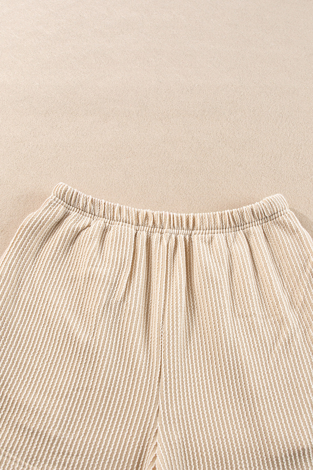 Parchment Corded Knit Long Sleeve Top and High Waist Shorts Set-Chaelisa's New Jammies