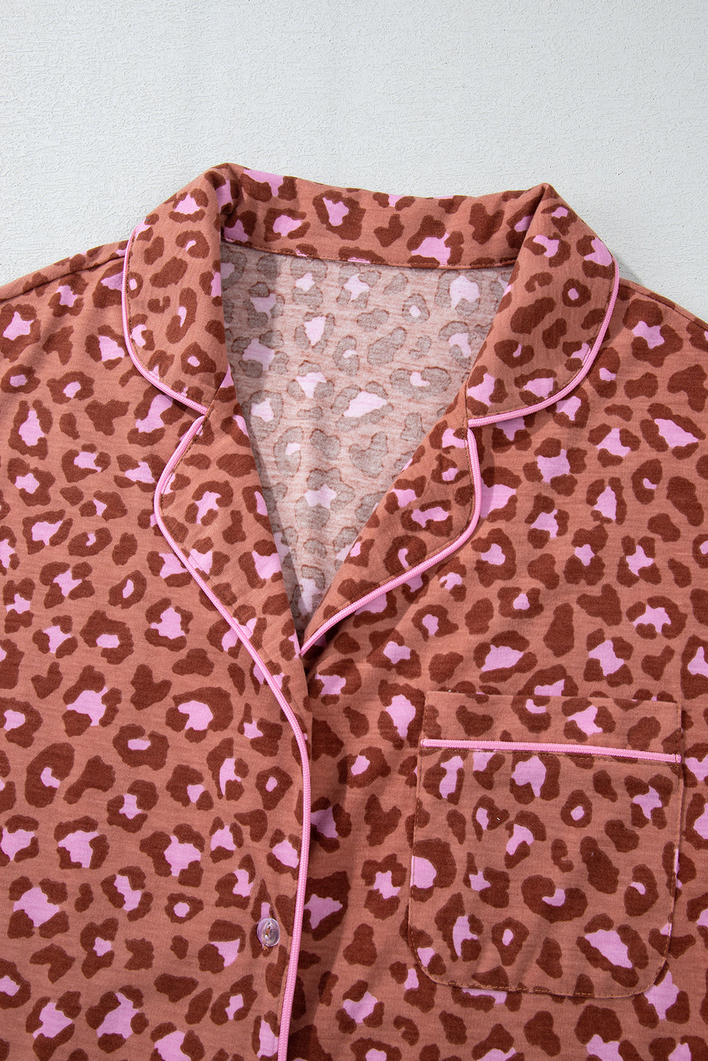 Brown Leopard Print Short Sleeve Shirt and Pants Pajamas Set-Chaelisa's New Jammies