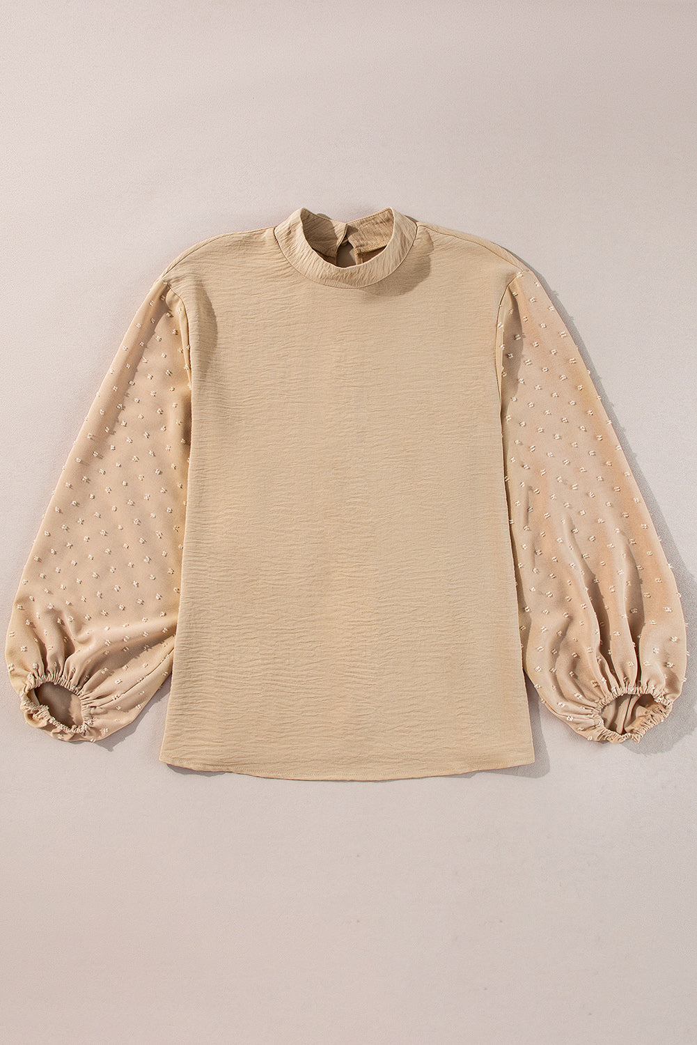 Parchment Swiss Dot Balloon Sleeve Loose Blouse-Chaelisa's New Jammies