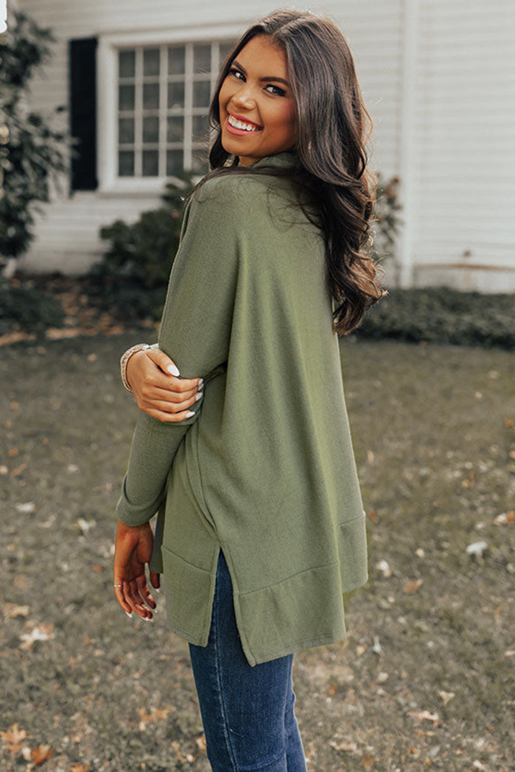 Jungle Green Cowl Neck Shift Tunic Top-Chaelisa's New Jammies