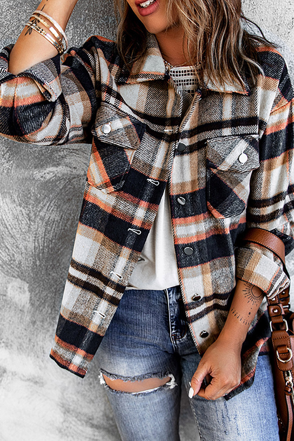 Multicolor Plaid Casual Button Up Flannel Shacket-Chaelisa's New Jammies