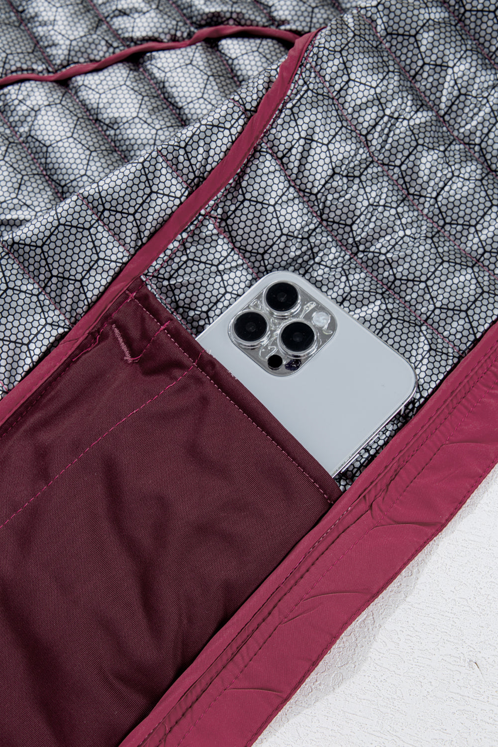 Burgundy Plush Collared Quilted Zipped Puffer Vest-Chaelisa's New Jammies