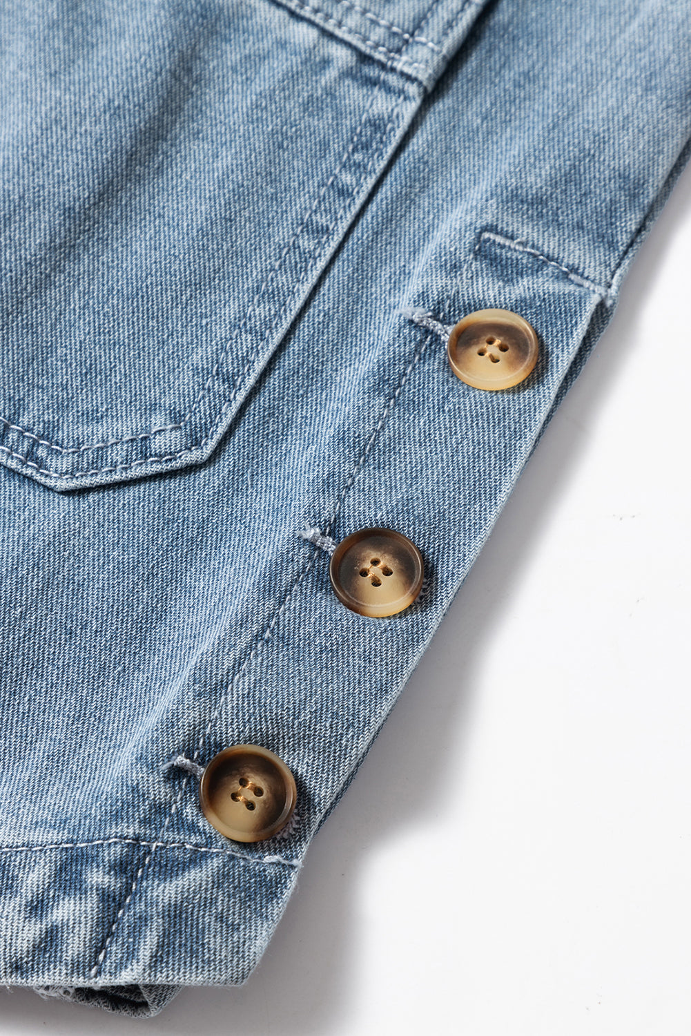 Dusk Blue Slit Buttons Pocketed Denim Jacket-Chaelisa's New Jammies
