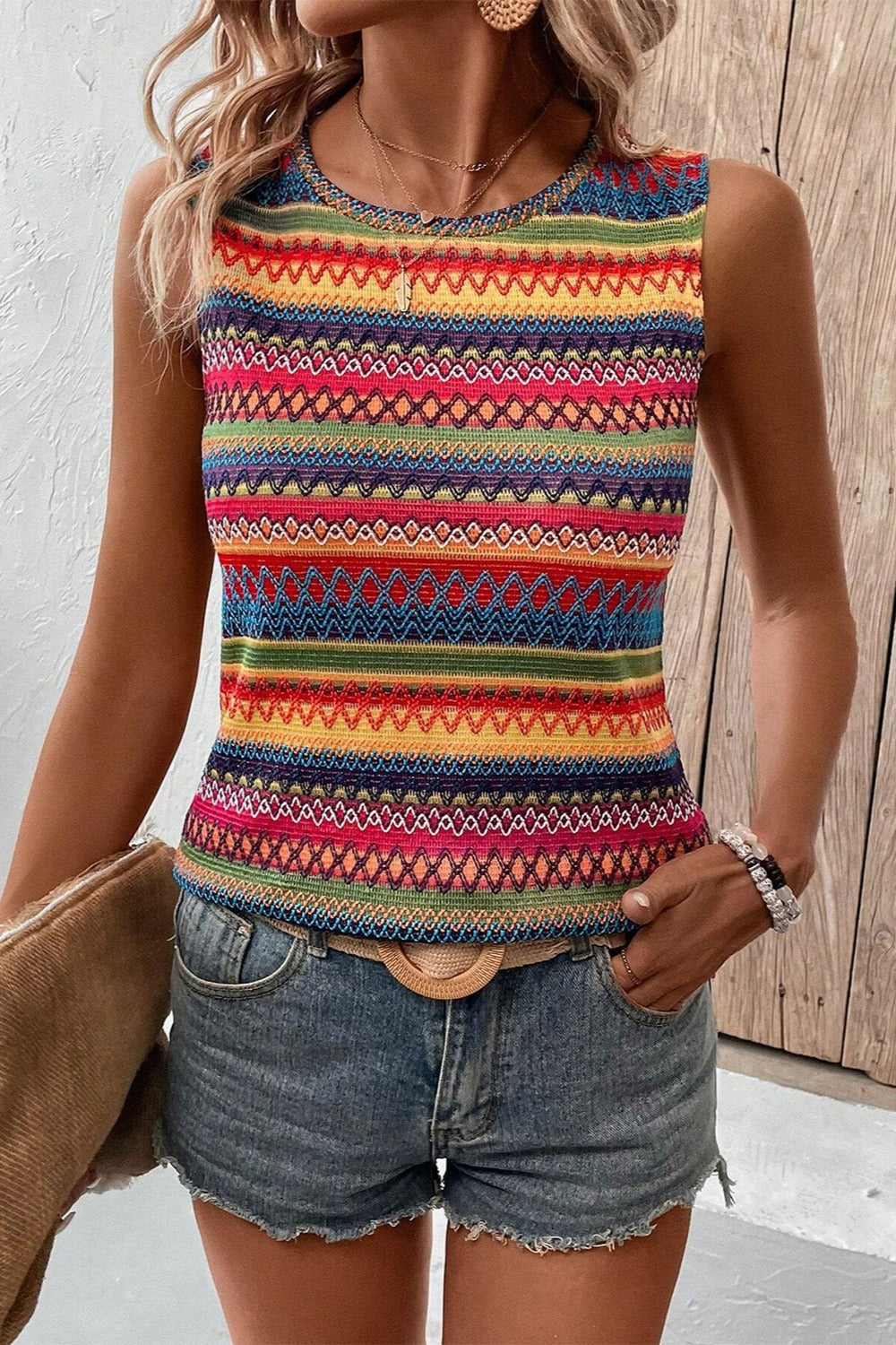 Contrast Round Neck Tank-Chaelisa's New Jammies
