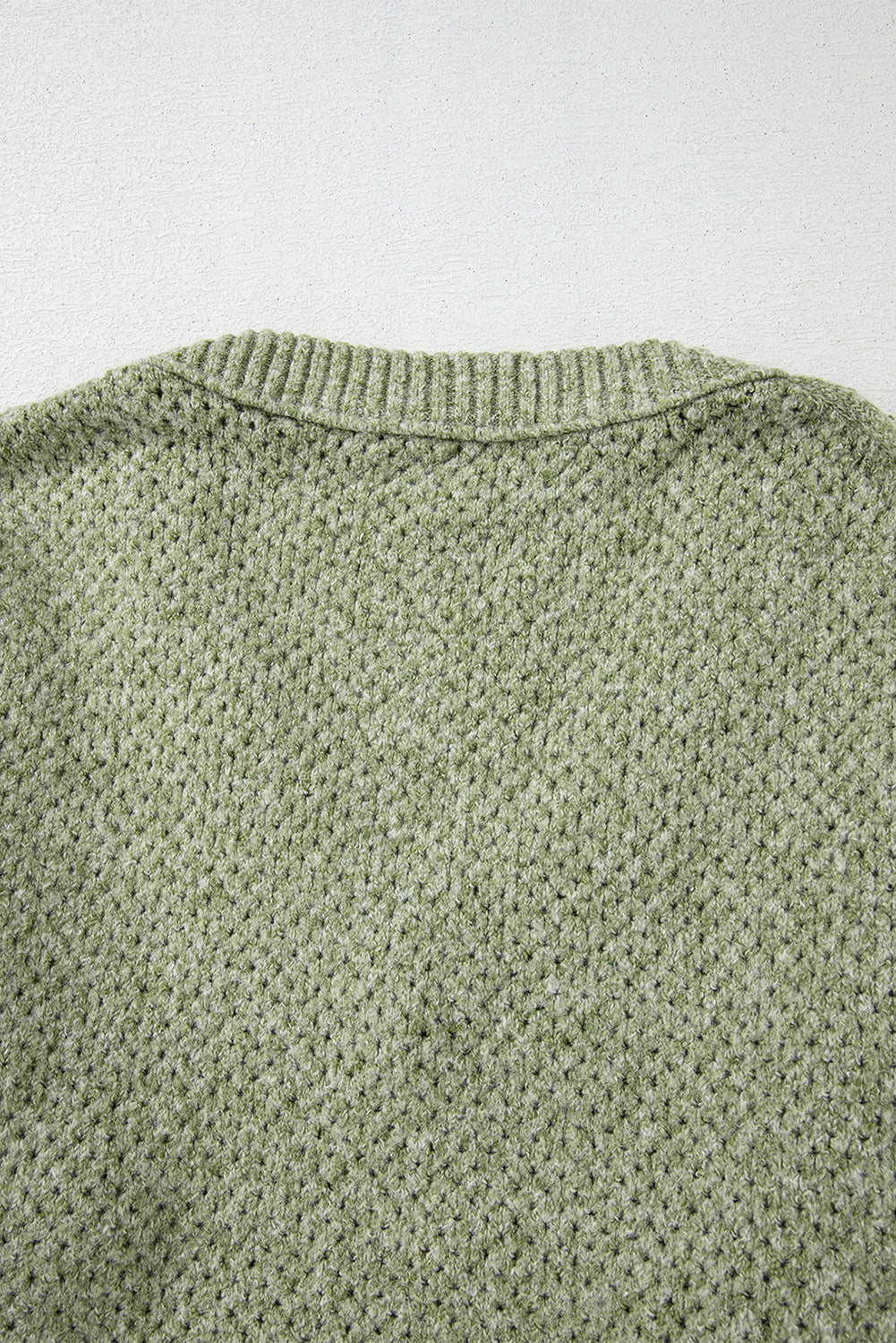 Jungle Green Loose Eyelet V Neck Drop Shoulder Sweater-Chaelisa's New Jammies