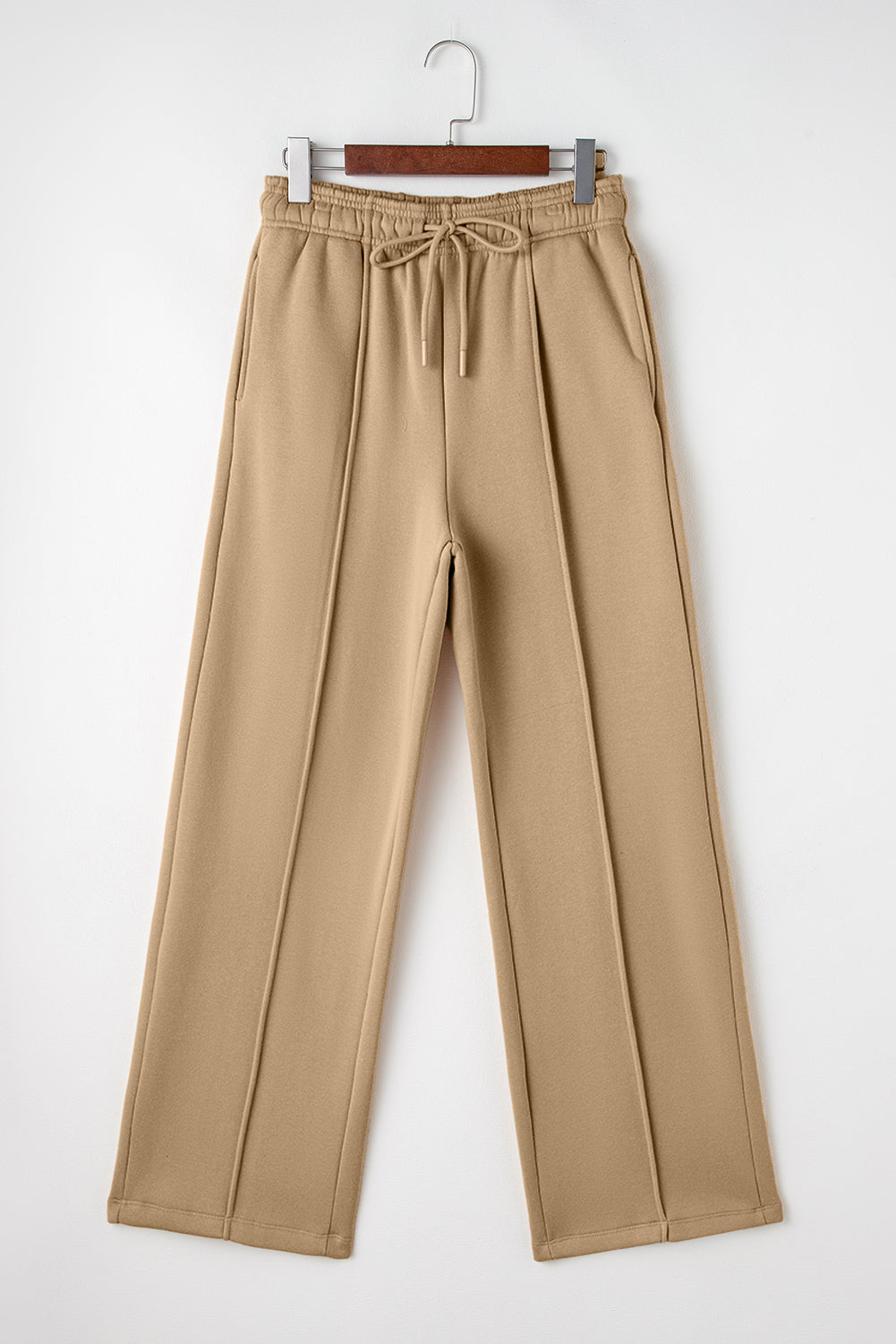 Smoke Gray Exposed Seam Drawstring High Waist Wide Leg Pants-Chaelisa's New Jammies
