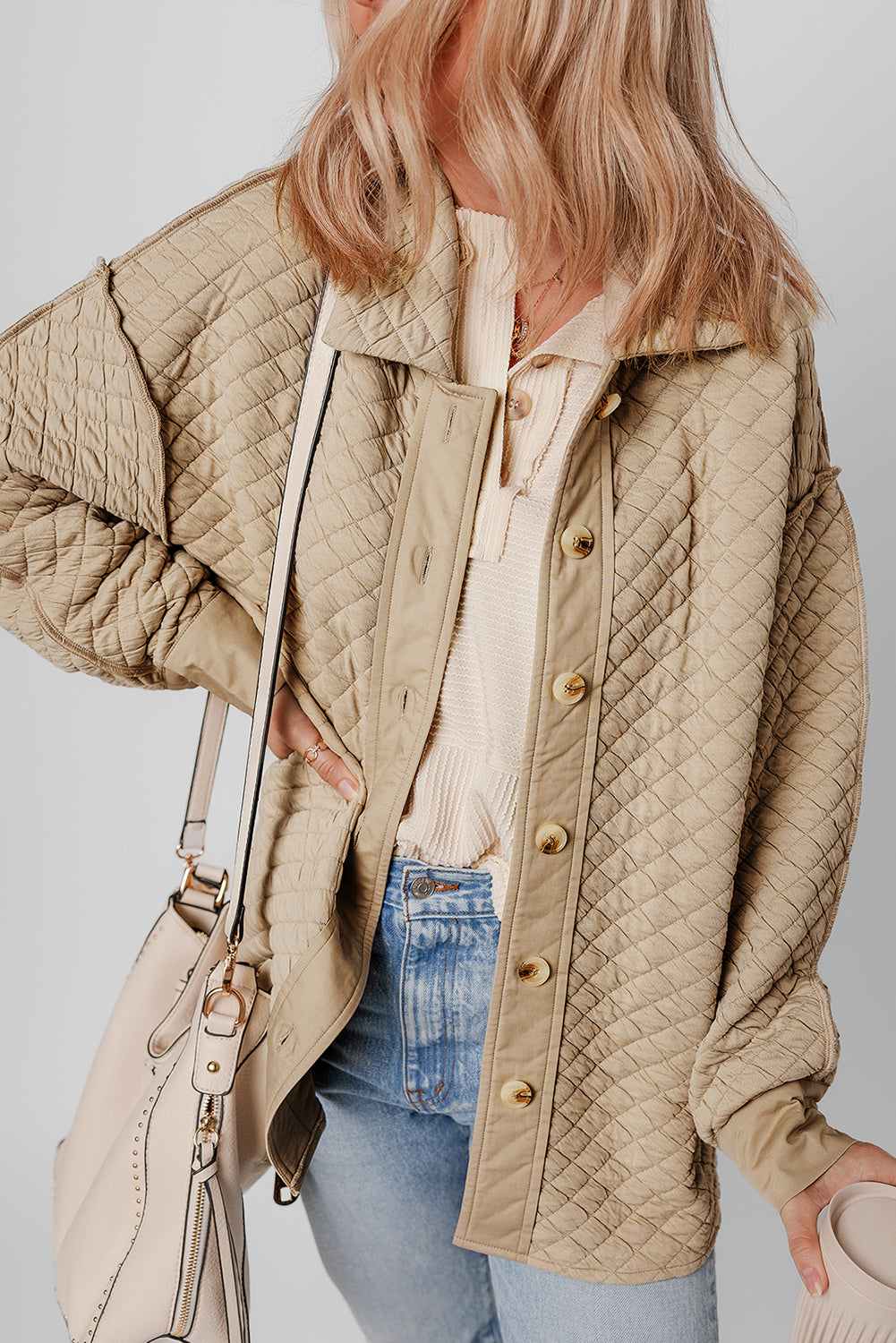 Jet Stream Solid Color Quilted Puffer Buttoned Shacket-Chaelisa's New Jammies