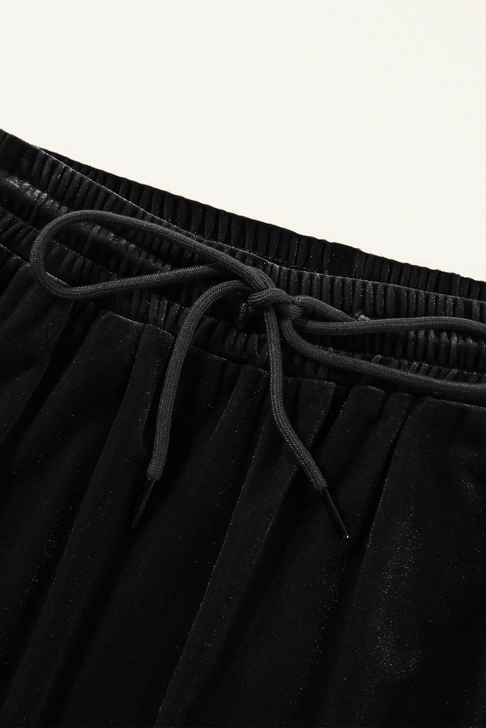 Black Solid Drawstring Waist Wide Leg Pants-Chaelisa's New Jammies