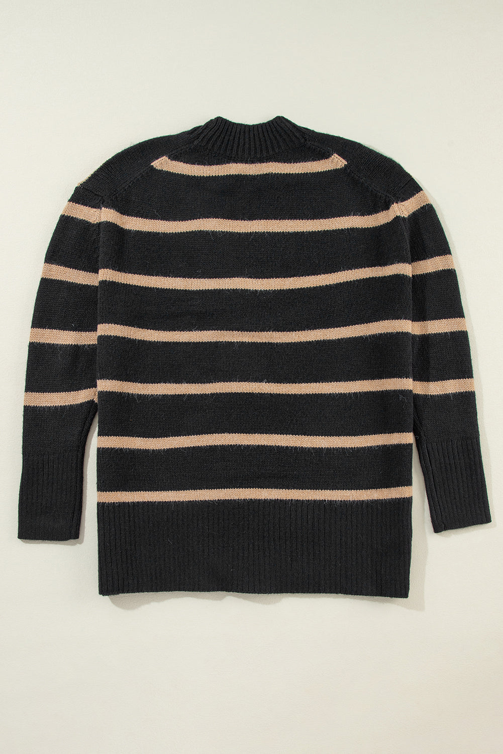 Black Stripe Buttoned V Neck Drop Shoulder Loose Cardigan-Chaelisa's New Jammies