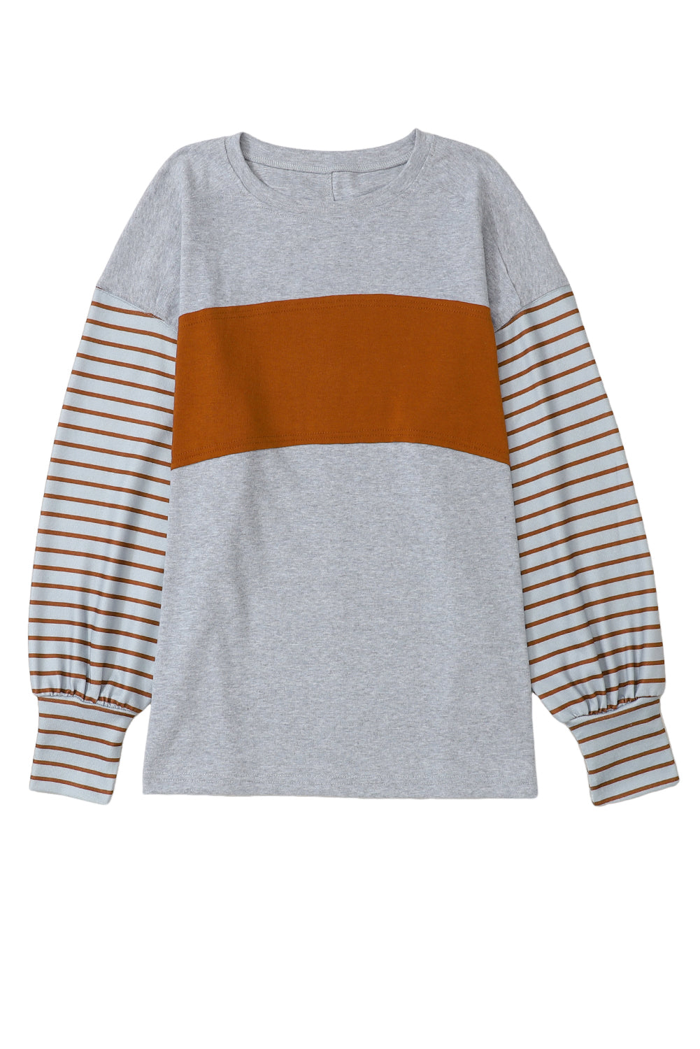 Peach Blossom Colorblock Striped Bishop Sleeve Top-Chaelisa's New Jammies