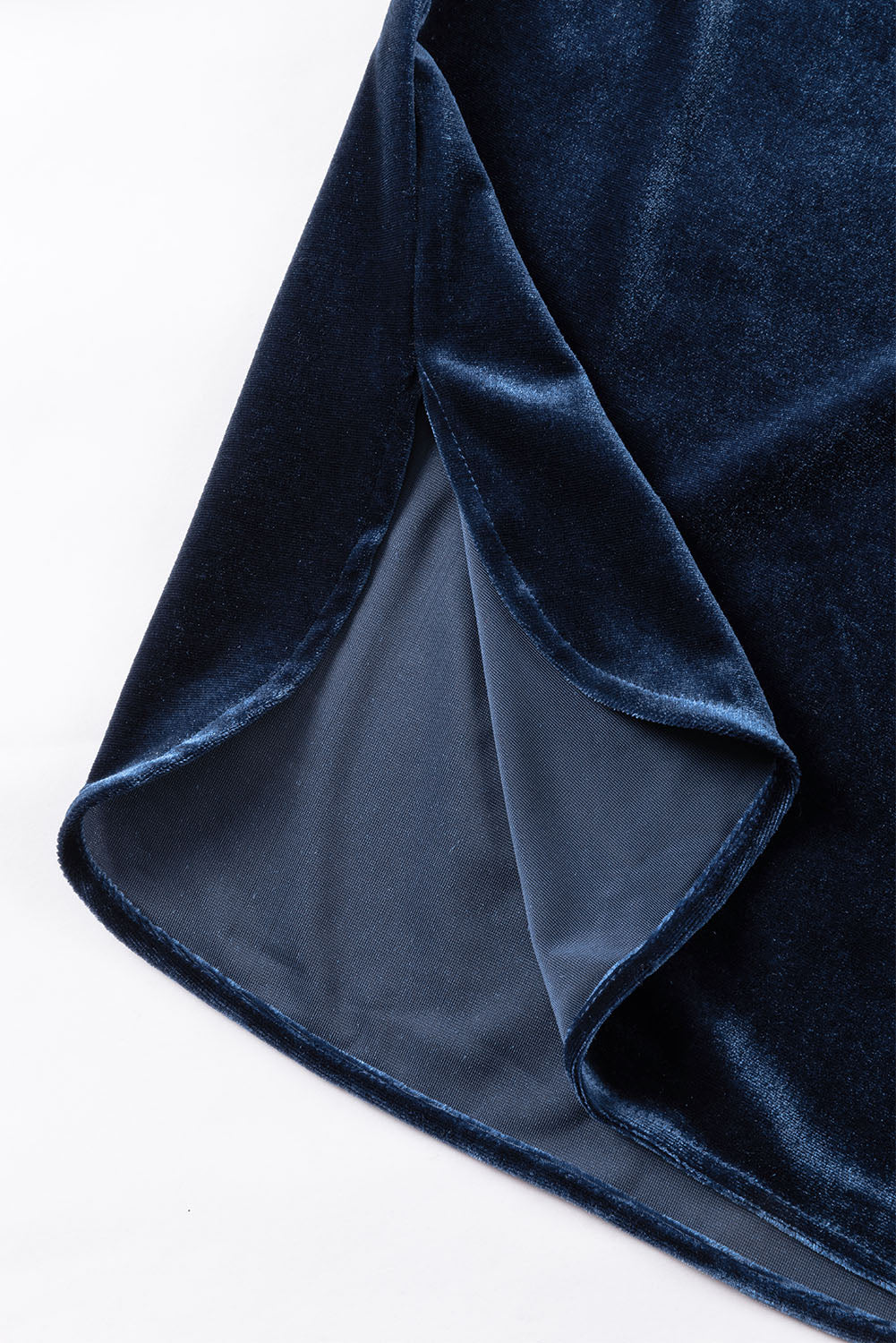 Navy Blue Frilled Buttoned V Neck Velvet Blouse-Chaelisa's New Jammies