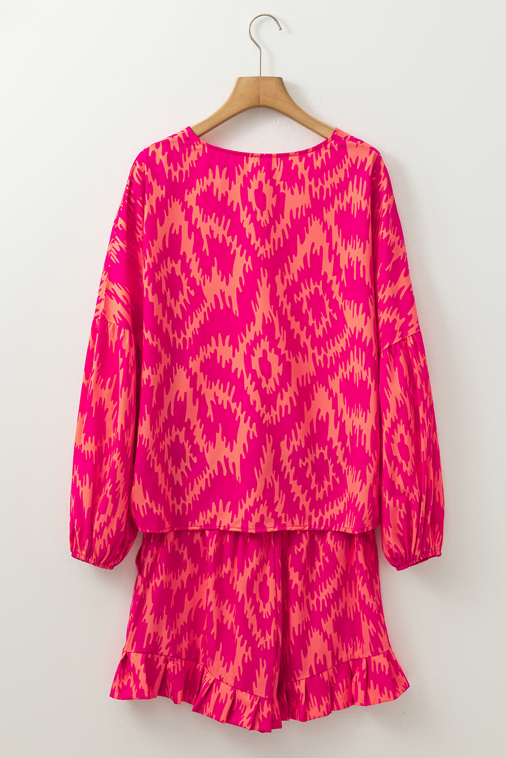 Rose Western Aztec Geometric Print Top and Ruffled Shorts Set-Chaelisa's New Jammies