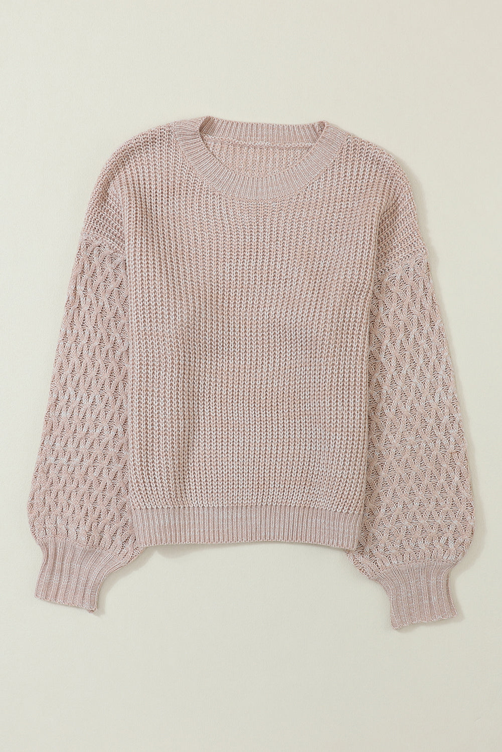Parchment Cable Knit Sleeve Drop Shoulder Sweater-Chaelisa's New Jammies