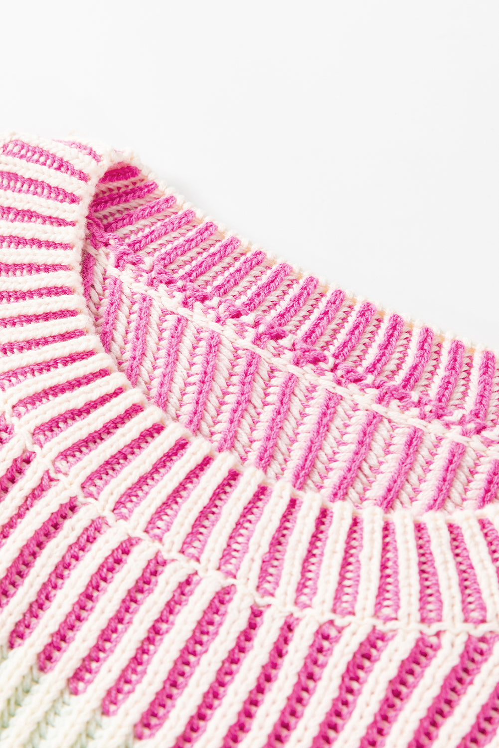 Pink Colorblock Textured Knit Bubble Sleeve Sweater-Chaelisa's New Jammies