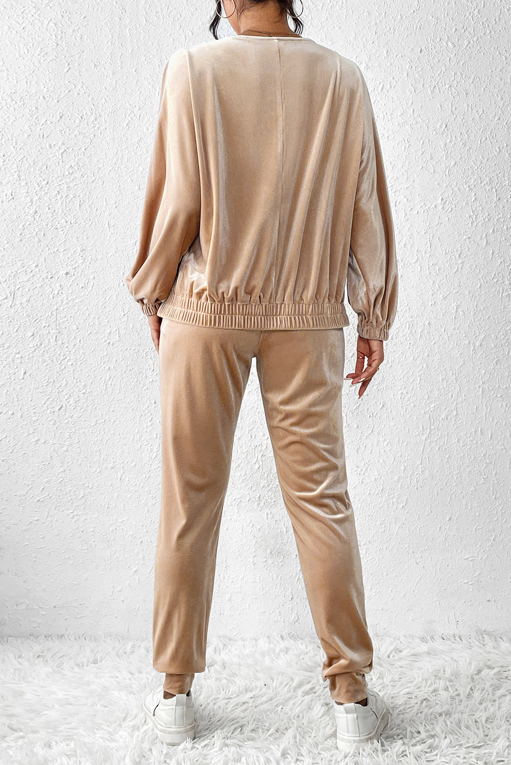 Parchment Velvet Zipped Top and Joggers Two Piece Set-Chaelisa's New Jammies