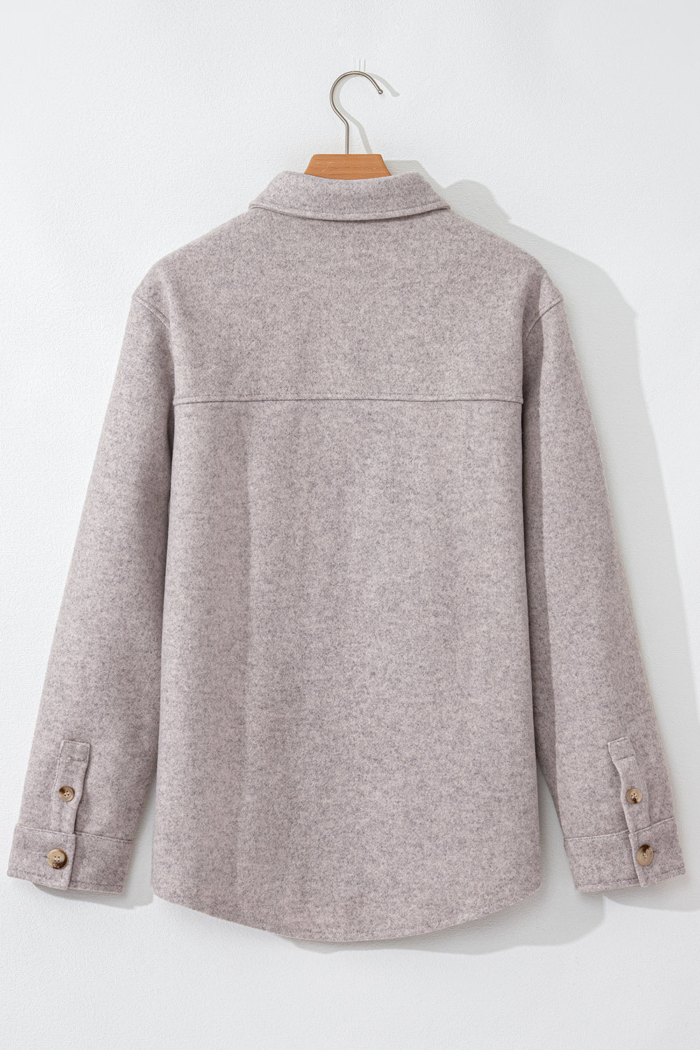 Light Grey Turn Down Collar Flap Pockets Buttoned Shacket-Chaelisa's New Jammies