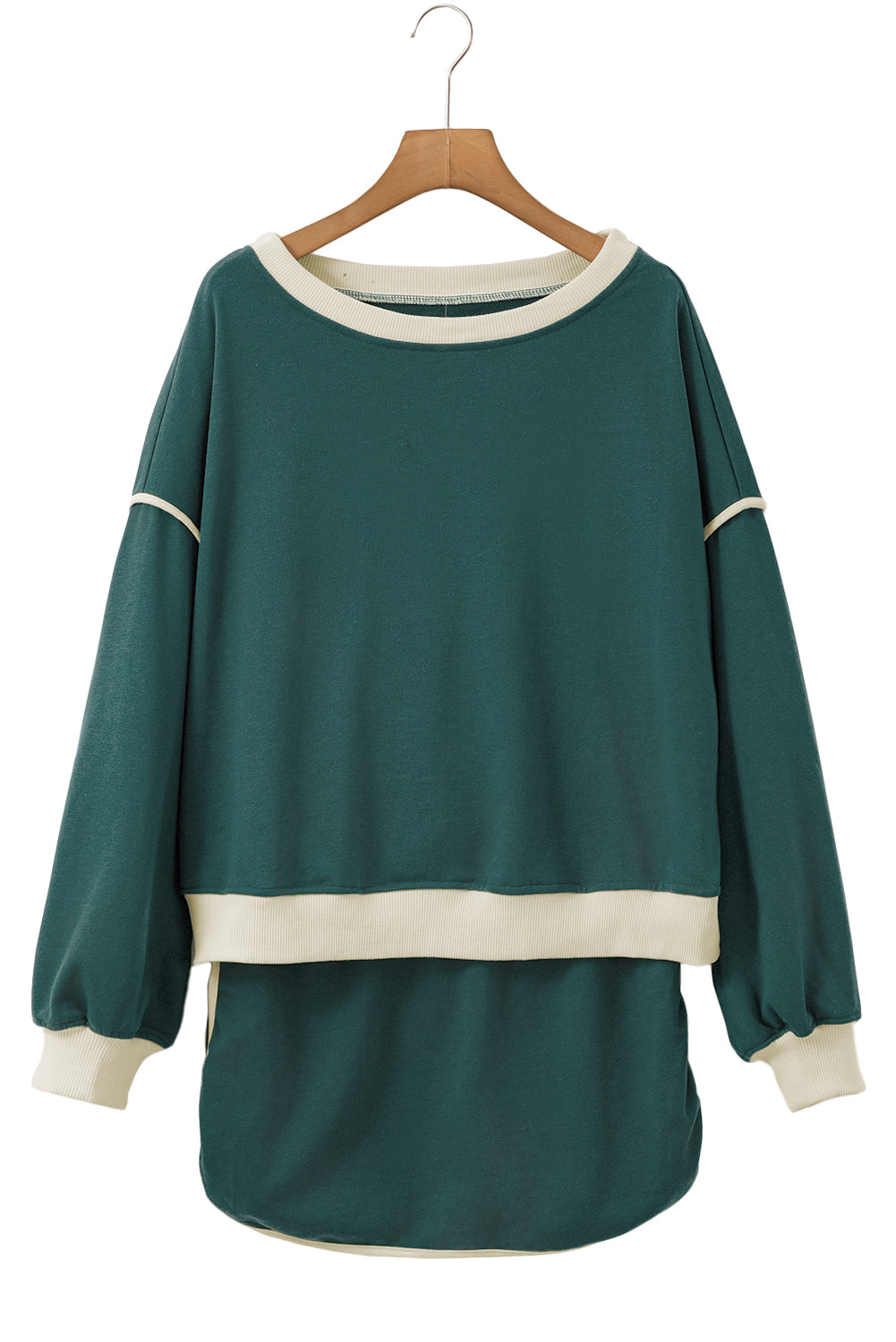 Evergreen Color Contrast Loose Pullover and Lace-up Waist Skort Set-Chaelisa's New Jammies