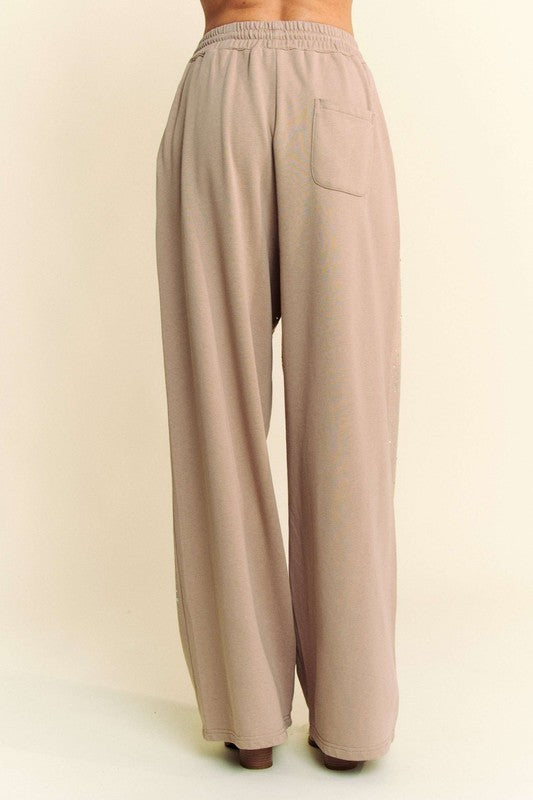 Davi & Dani Rhinestone Drawstring Wide Leg Pants-Chaelisa's New Jammies