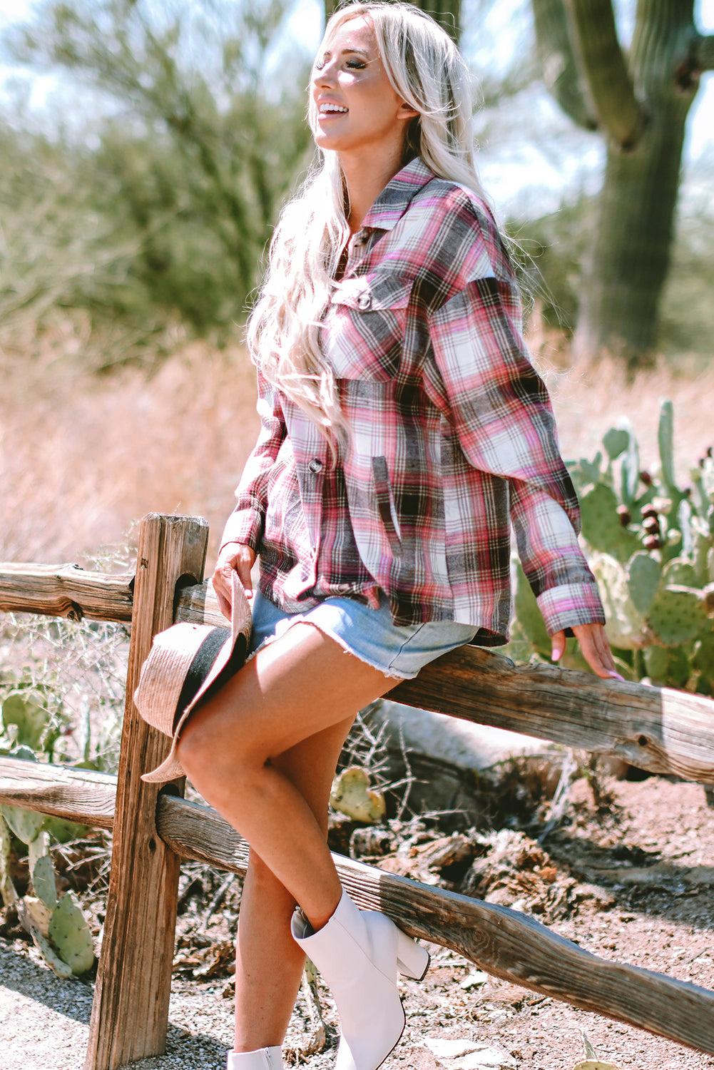 Pink Plaid Flap Pocket Button Up Shacket-Chaelisa's New Jammies