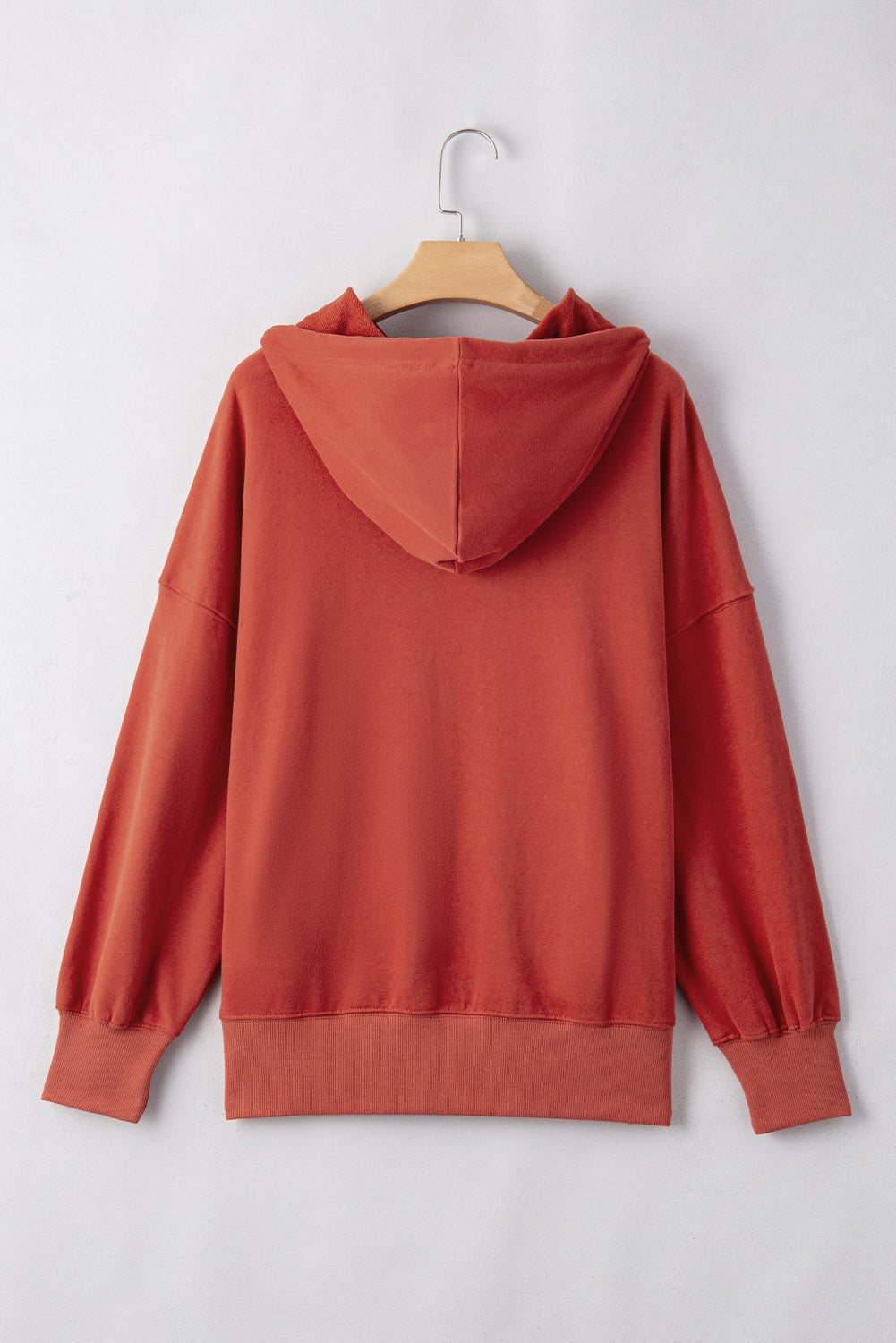 Red Clay Drop Shoulder Pocketed Baggy Drawstring Hoodie-Chaelisa's New Jammies