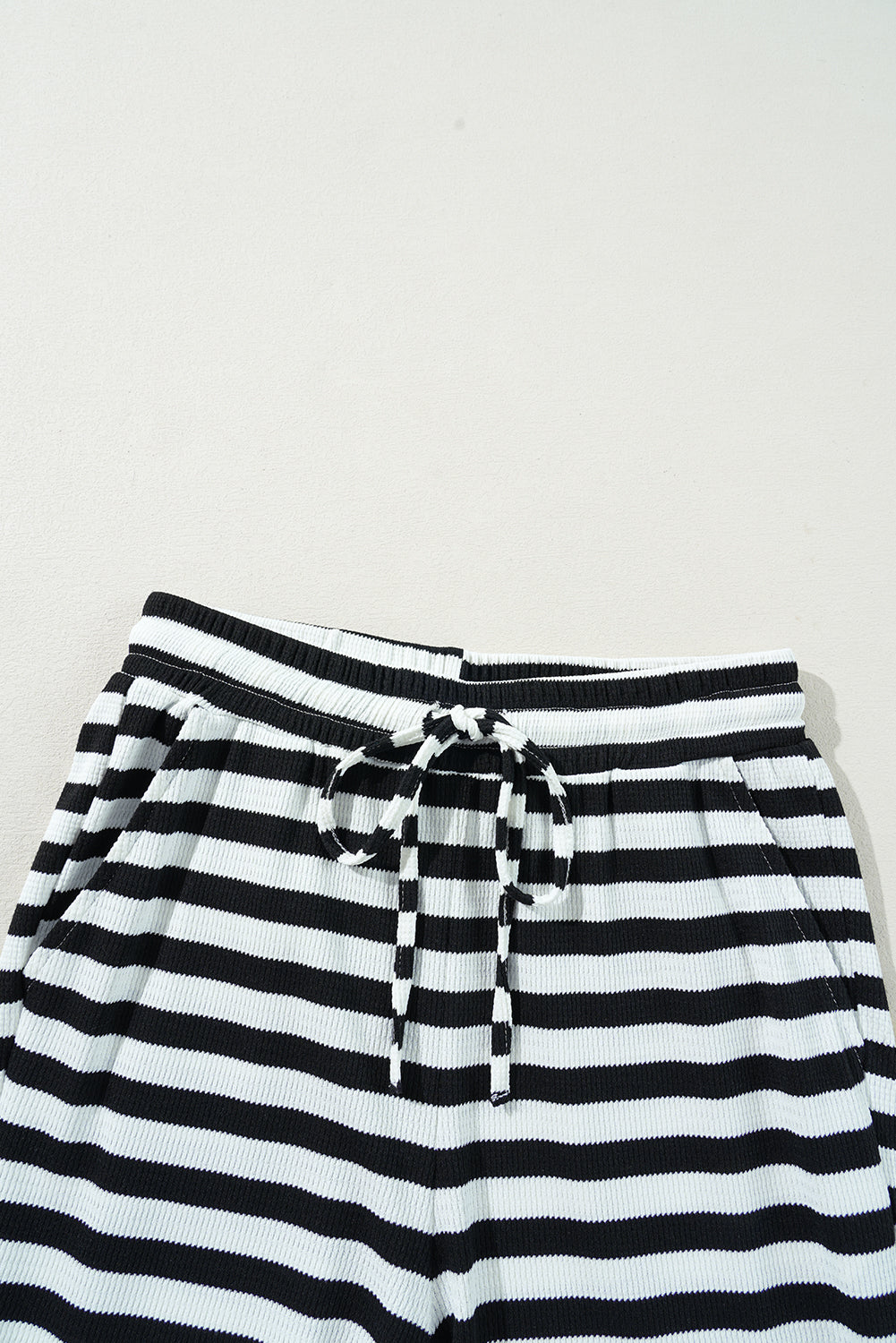 Black Stripe Lace-up Waist Casual Flared Pants-Chaelisa's New Jammies