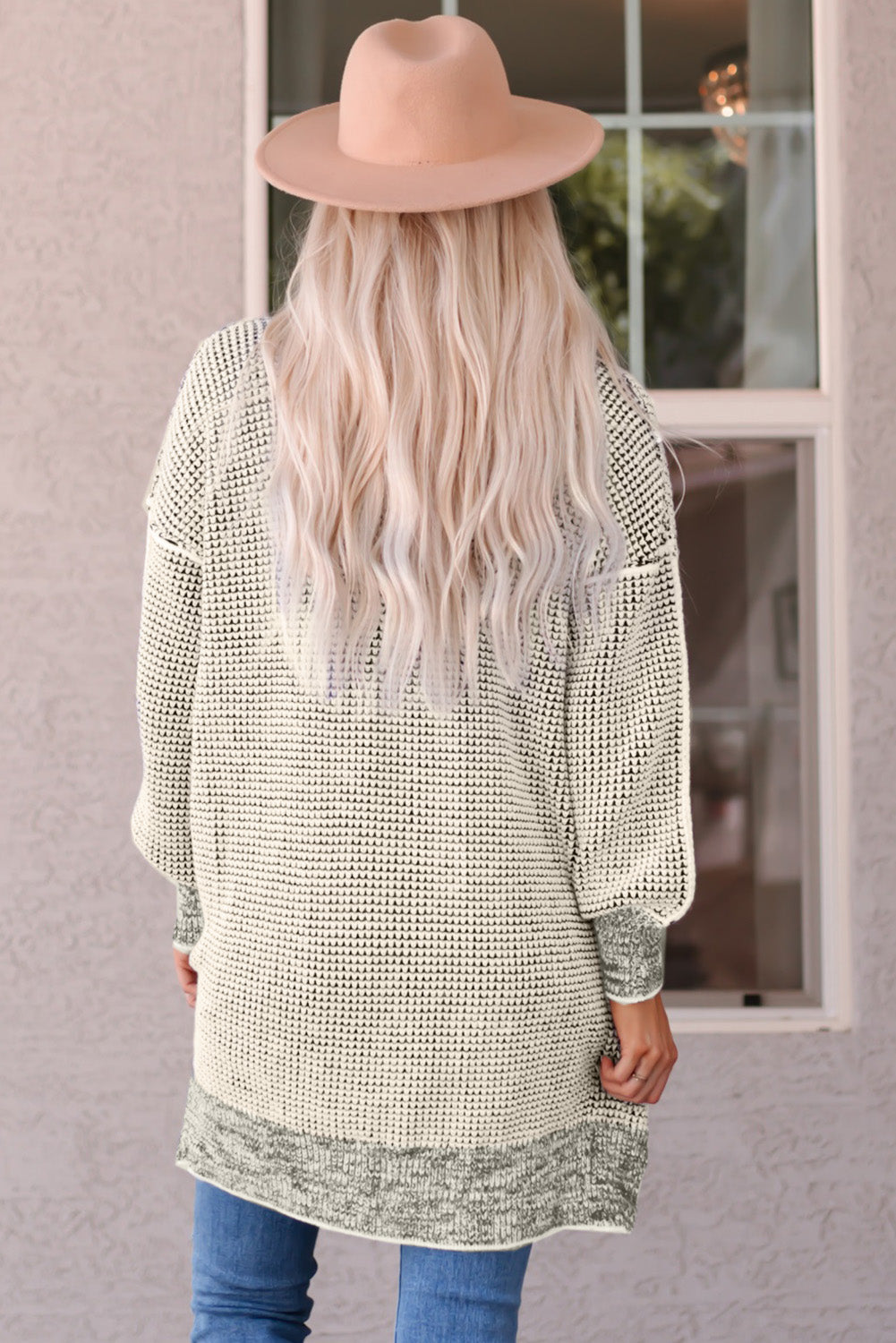 Apricot Plaid Knitted Long Open Front Cardigan-Chaelisa's New Jammies