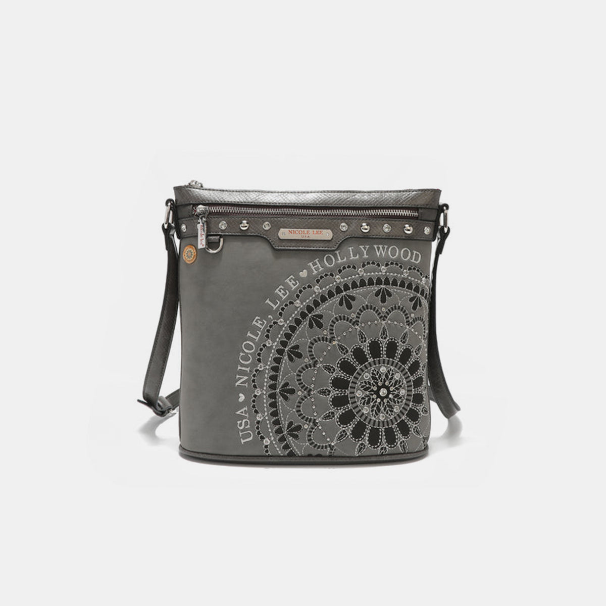 Nicole Lee USA Metallic Stitching Embroidery Inlaid Rhinestone Crossbody Bag-Chaelisa's New Jammies