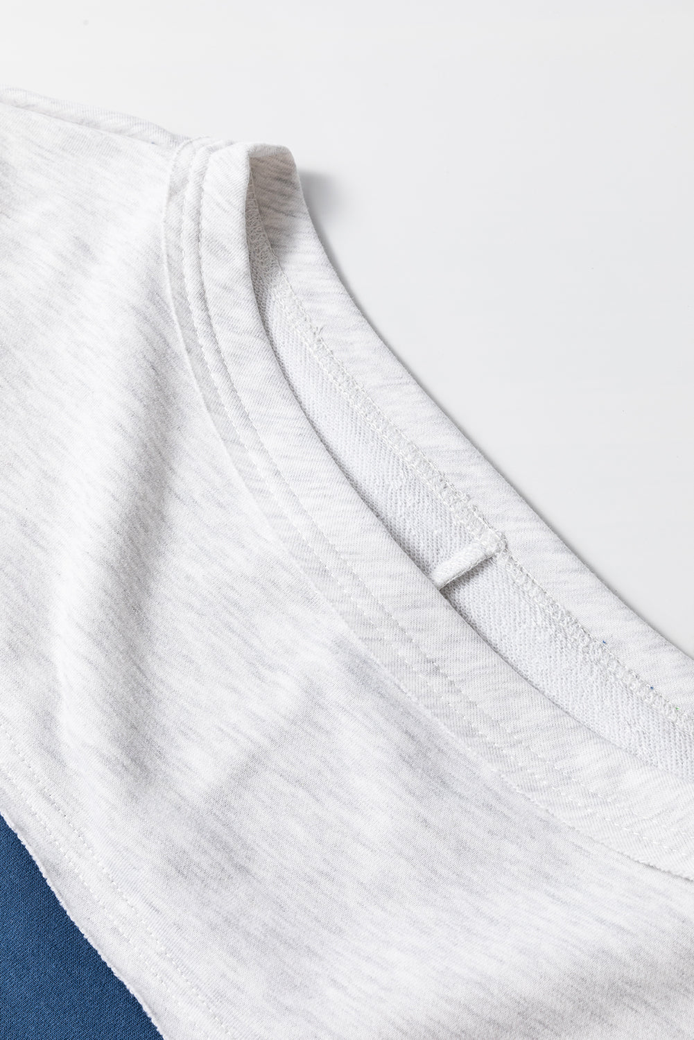 Sail Blue Colorblock Striped Patchwork 3/4 Sleeve Raw Seamed Sweatshirt-Chaelisa's New Jammies