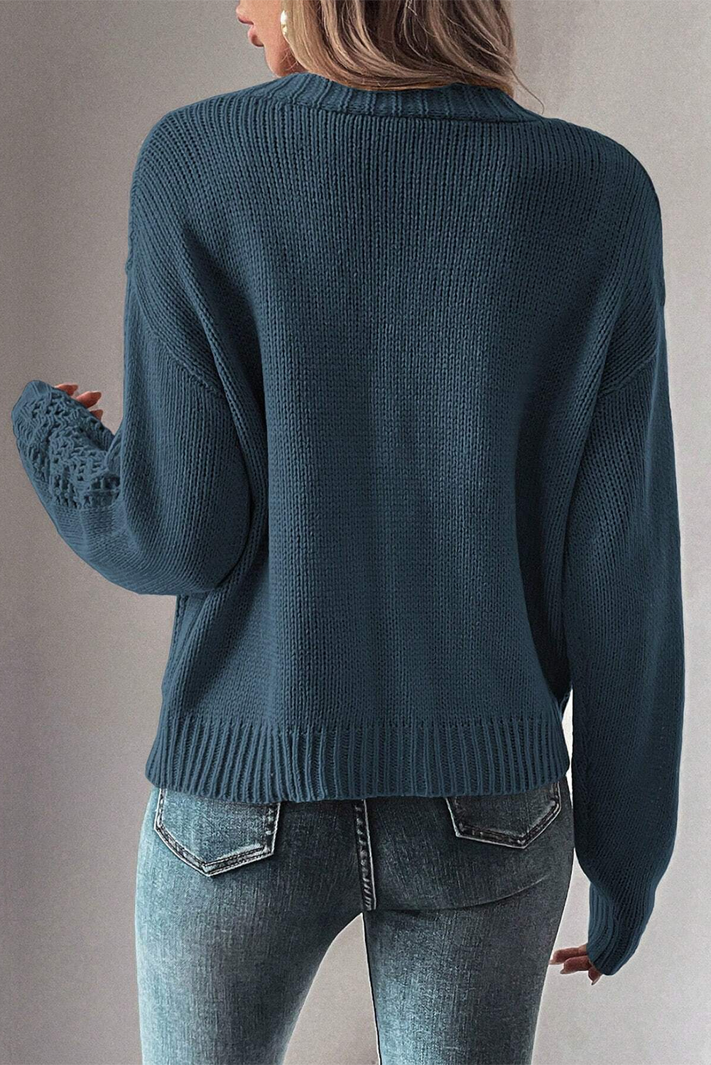 Dark Khaki Hollow Knit Drop Shoulder Cardigan-Chaelisa's New Jammies