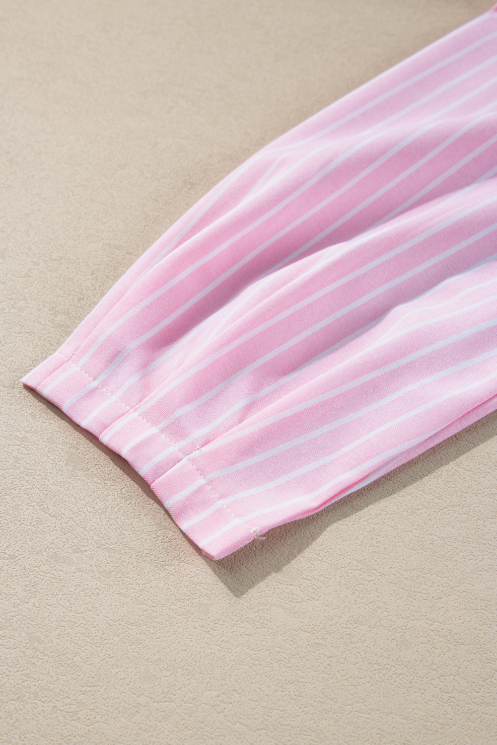 Pink Stripe Bowknot Front Crew Neck Puff Sleeve Blouse-Chaelisa's New Jammies