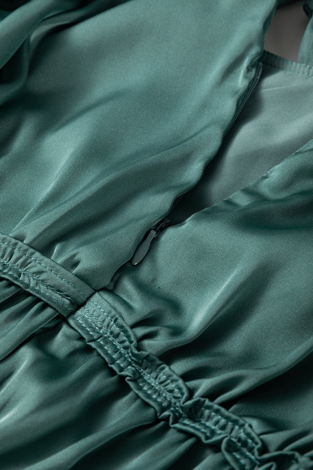 Mist Green Tiered Ruffled Puff Sleeve Loose Fit Mini Dress-Chaelisa's New Jammies