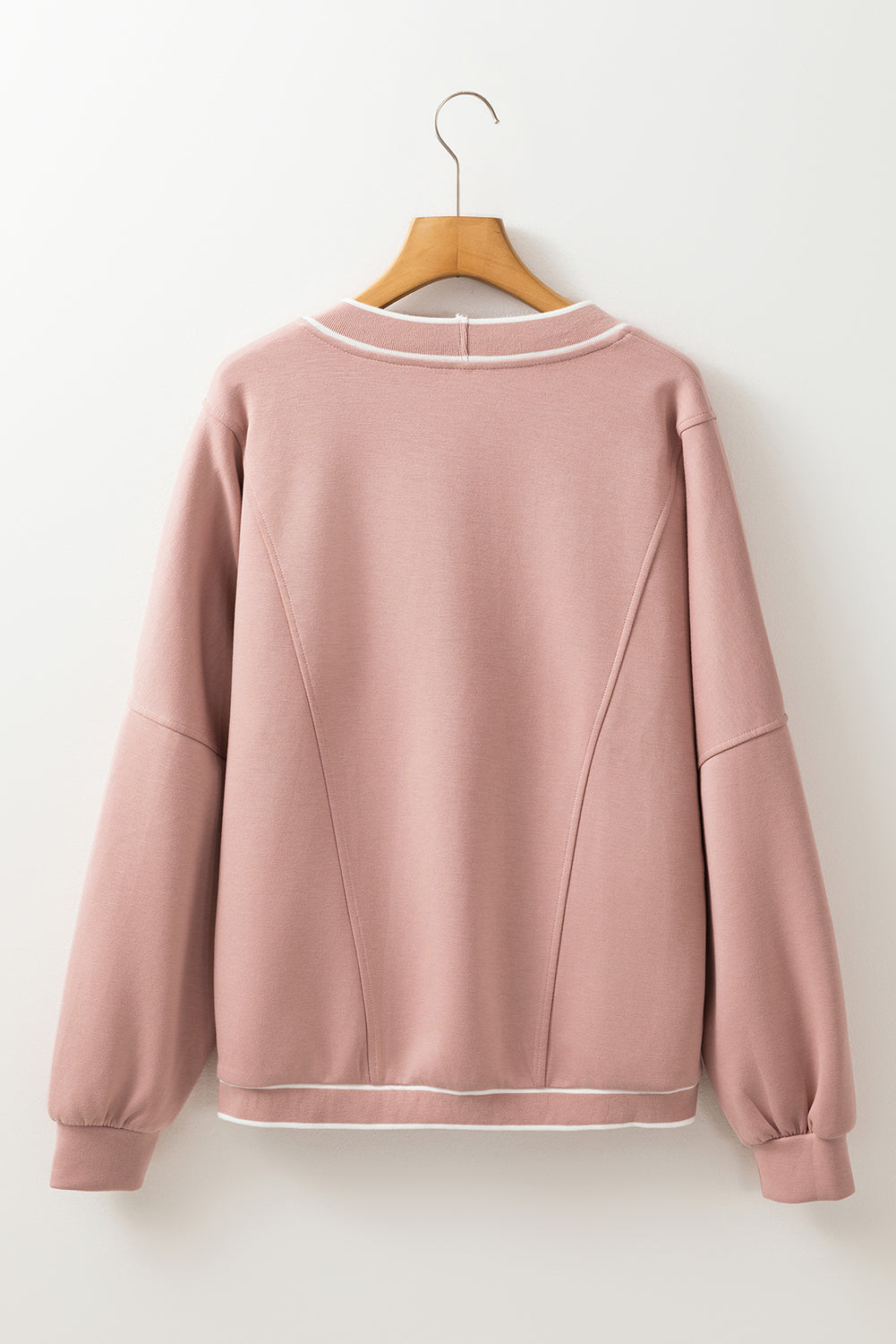 Pink Stripe Contrast Trim V Neck Buttoned Front Pocketed Knit Cardigan-Chaelisa's New Jammies