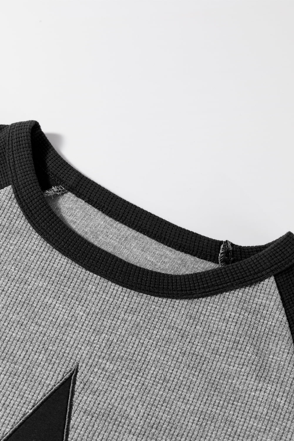 High Waffle Knit Colorblock Star Patch Graphic Raglan Top-Chaelisa's New Jammies