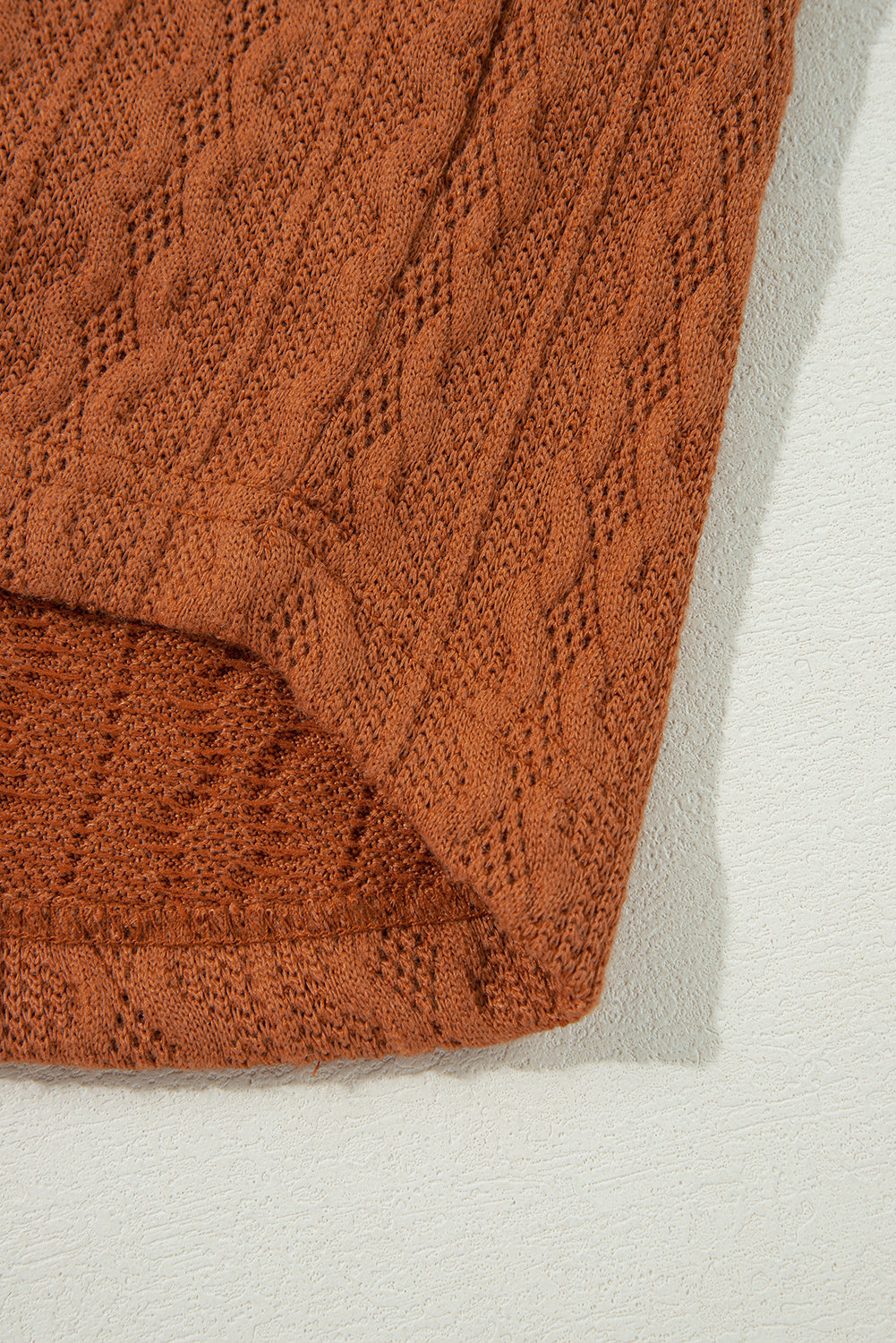 Chestnut Textured Knit Side Pockets Open Front Cardigan-Chaelisa's New Jammies
