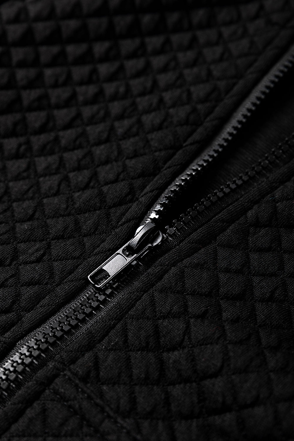 Black Quilted Side Pockets Zipper Hooded Jacket-Chaelisa's New Jammies