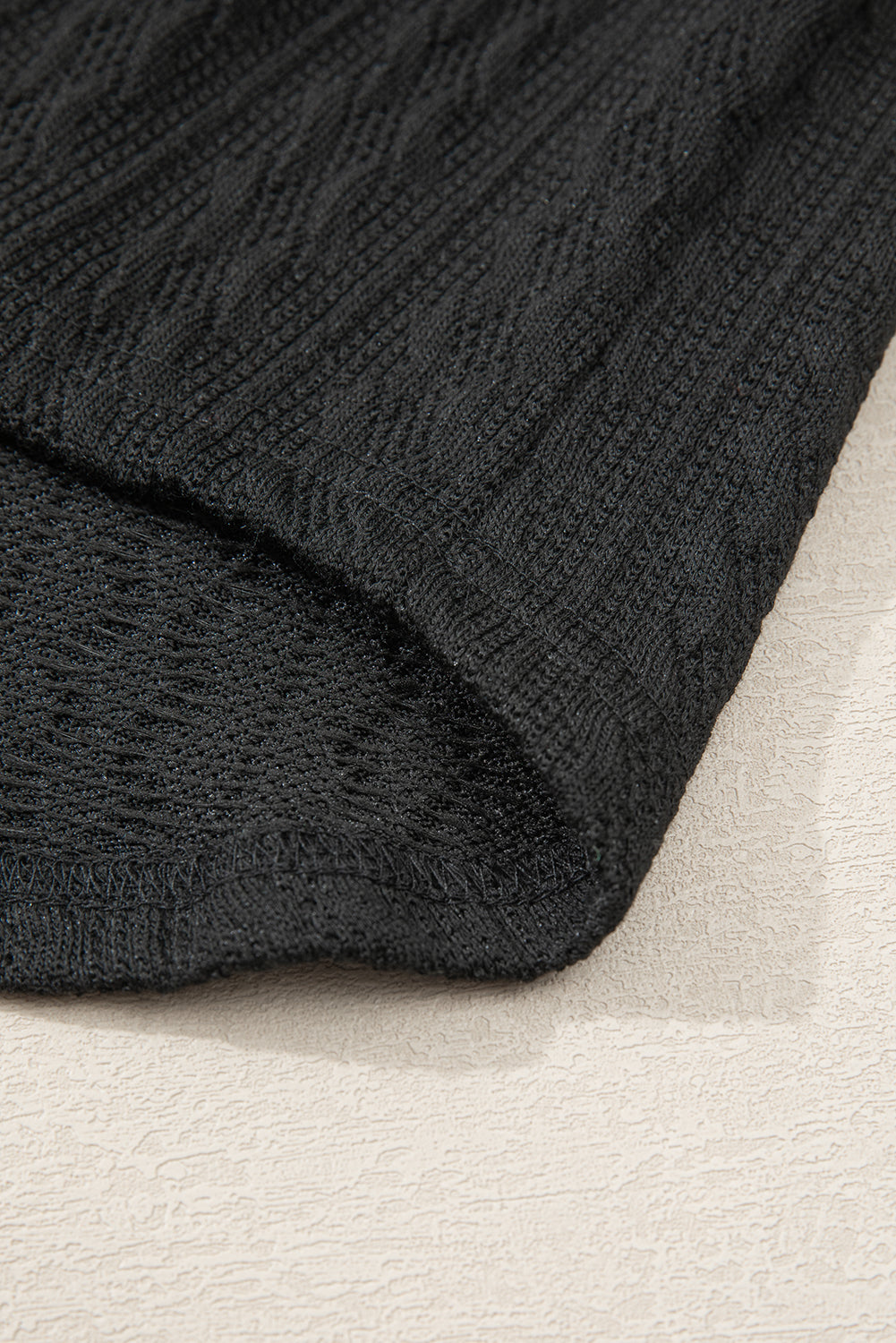 Black Textured Knit Side Pockets Open Front Cardigan-Chaelisa's New Jammies