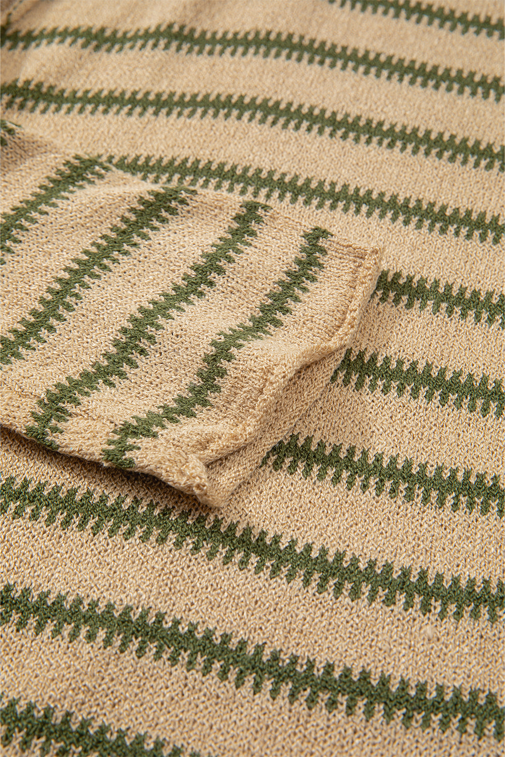 Khaki Stripe Drop Shoulder Casual Sweater-Chaelisa's New Jammies