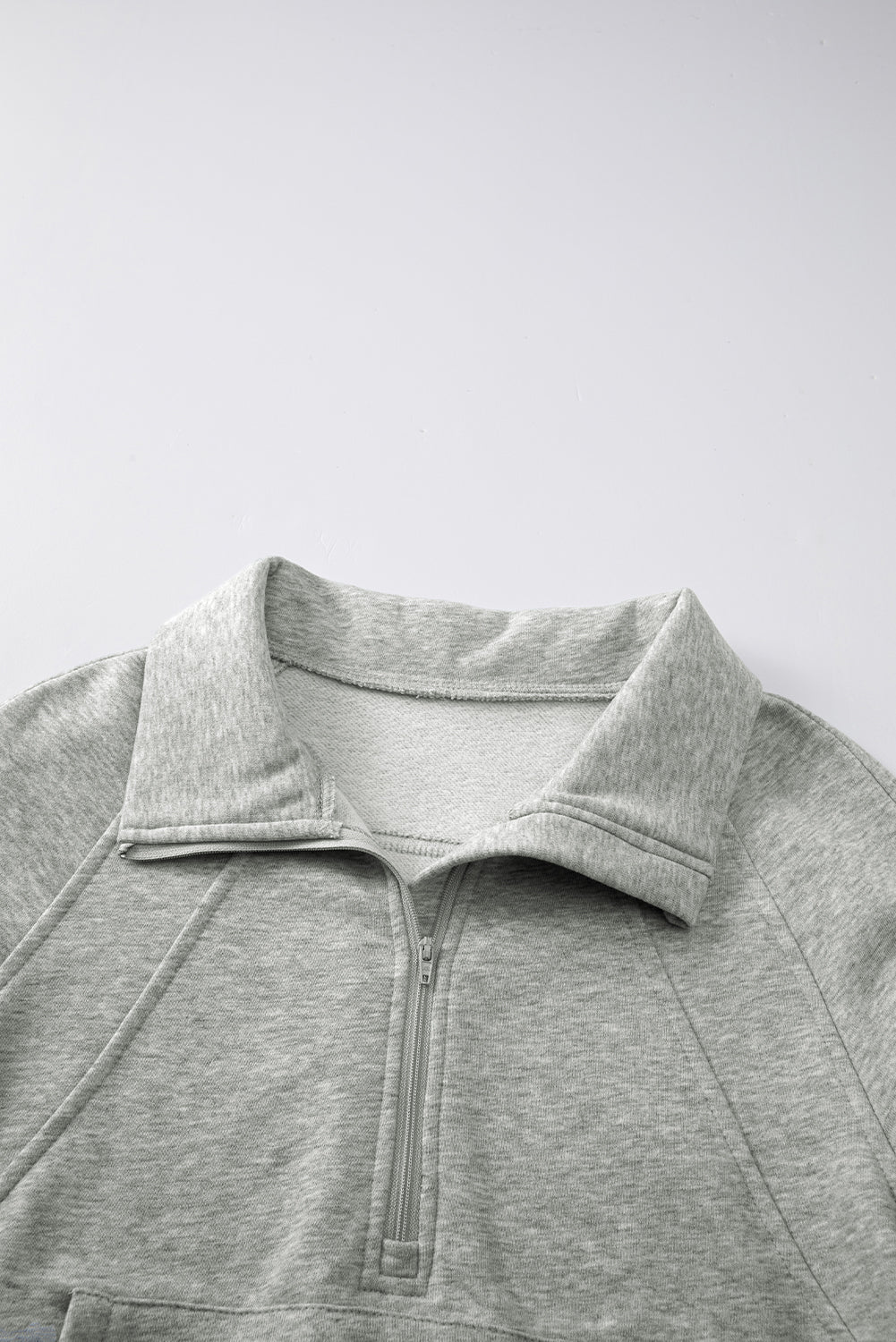 Gray Zip Up Stand Collar Ribbed Thumbhole Sleeve Sweatshirt-Chaelisa's New Jammies
