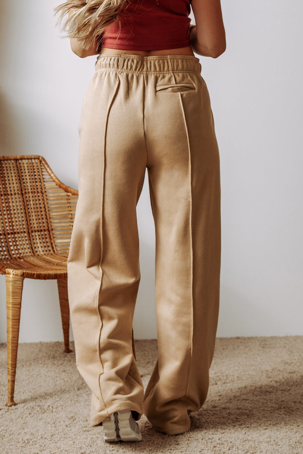 Smoke Gray Exposed Seam Drawstring High Waist Wide Leg Pants-Chaelisa's New Jammies