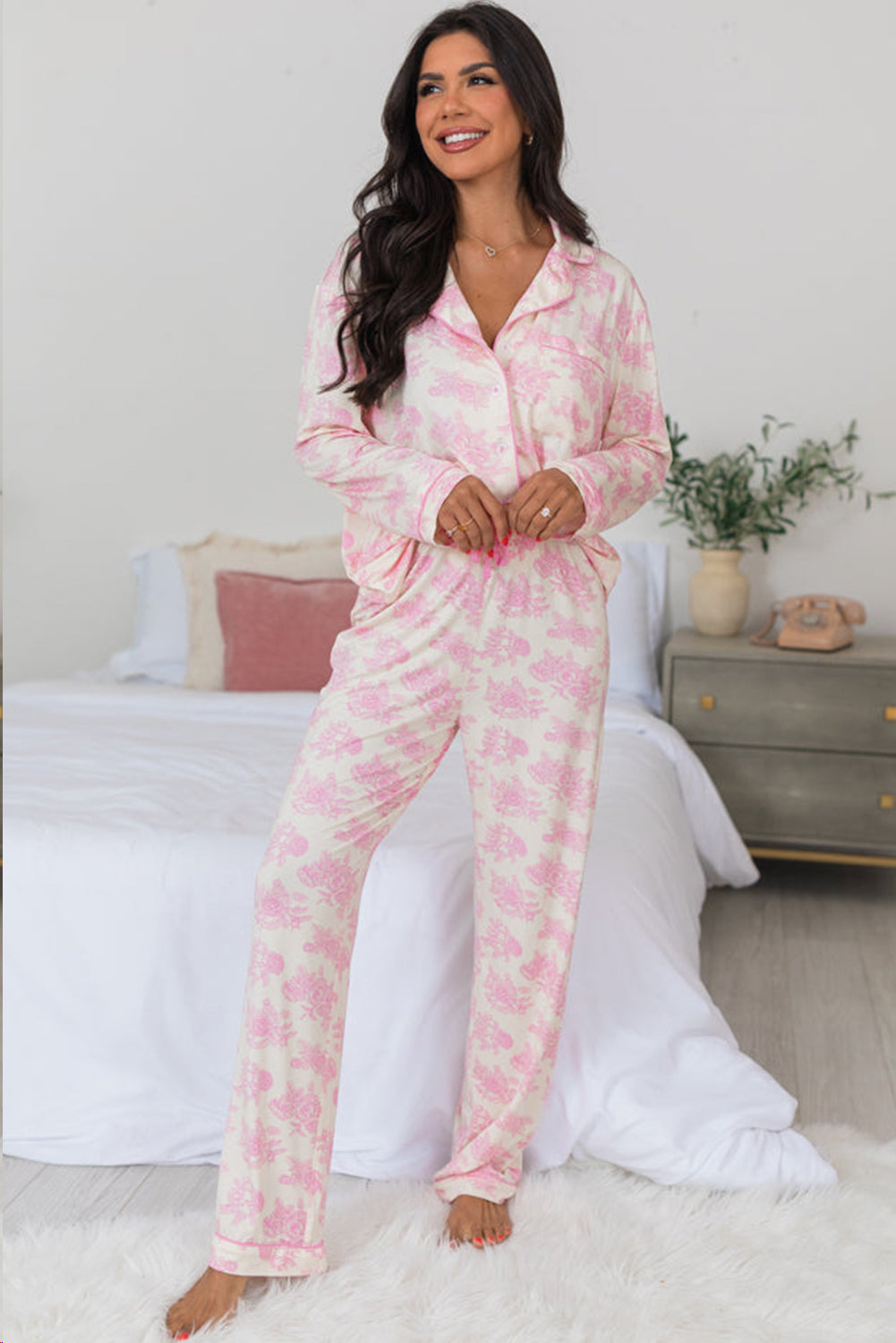 Pink Floral Long Sleeve and Pants Pajamas Set-Chaelisa's New Jammies