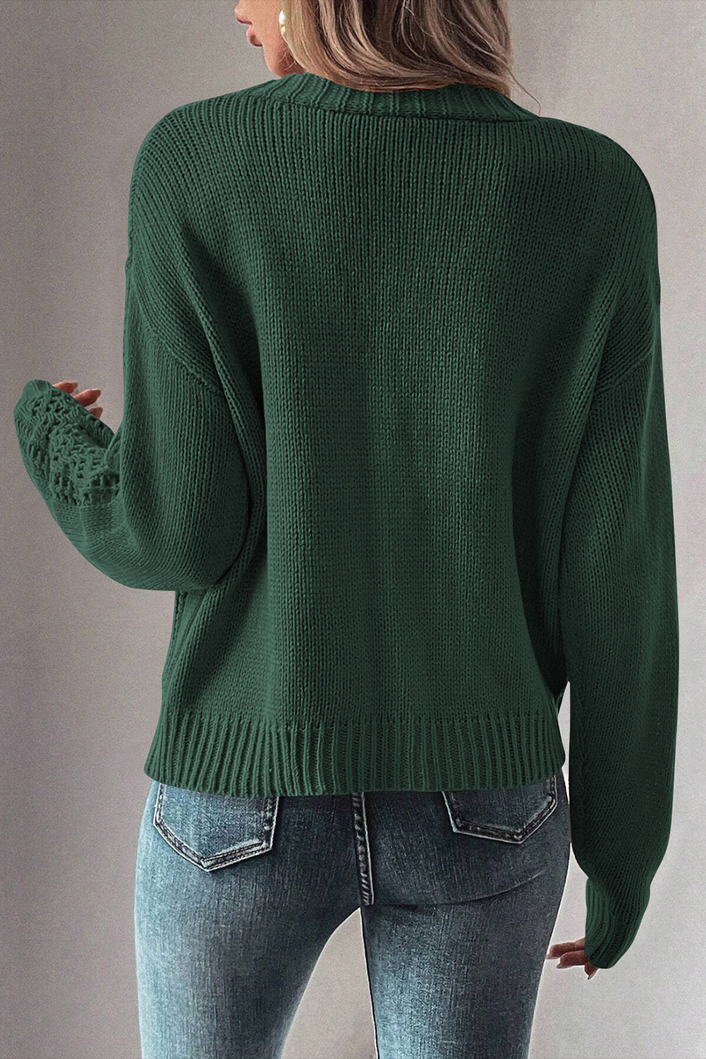 Dark Khaki Hollow Knit Drop Shoulder Cardigan-Chaelisa's New Jammies
