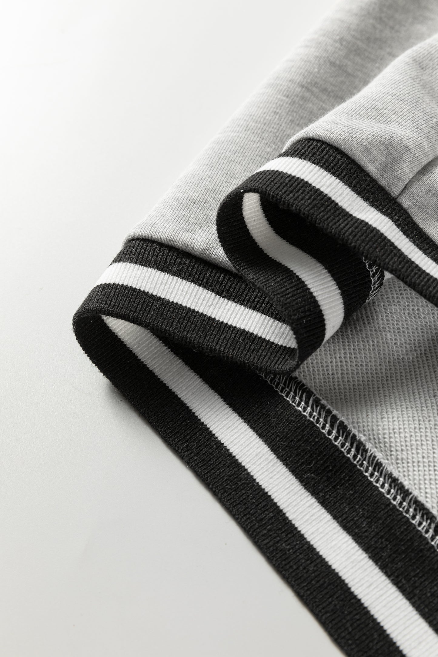 Light Grey Striped Trim V Neck Long Sleeve Preppy T Shirt Dress