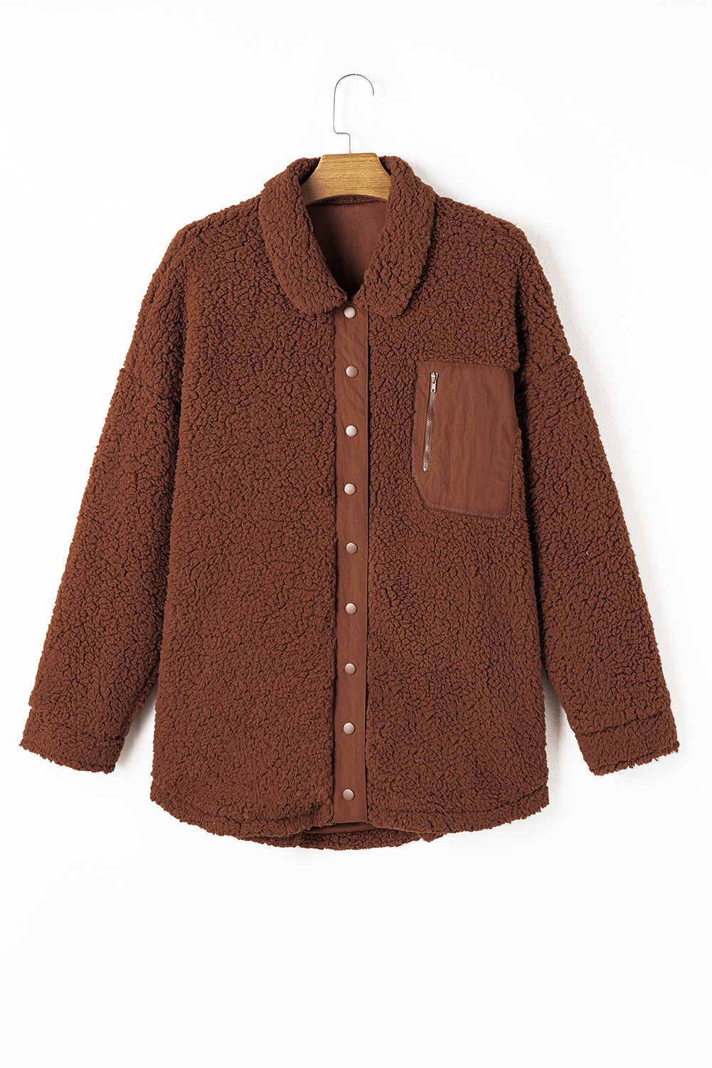 Red Clay Faux Shearling Teddy Bear Jacket-Chaelisa's New Jammies
