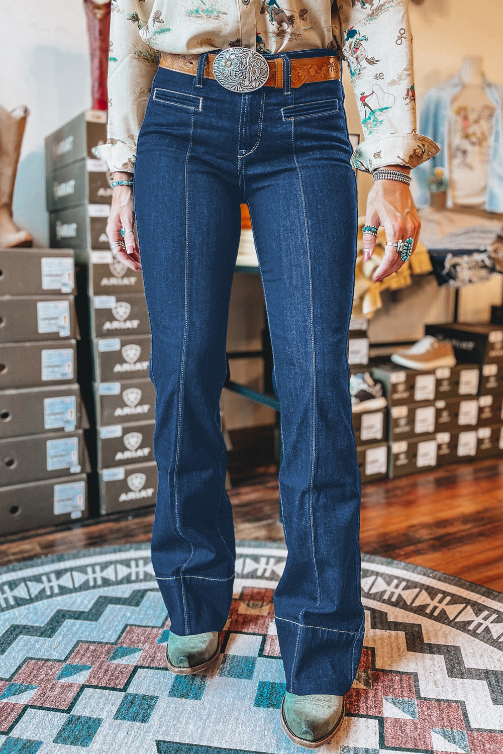 Sail Blue Center Seam Deep Wash Straight Jeans-Chaelisa's New Jammies