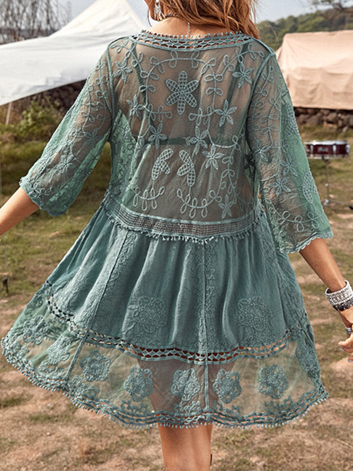 Lace Detail Plunge Cover-Up Dress-Chaelisa's New Jammies