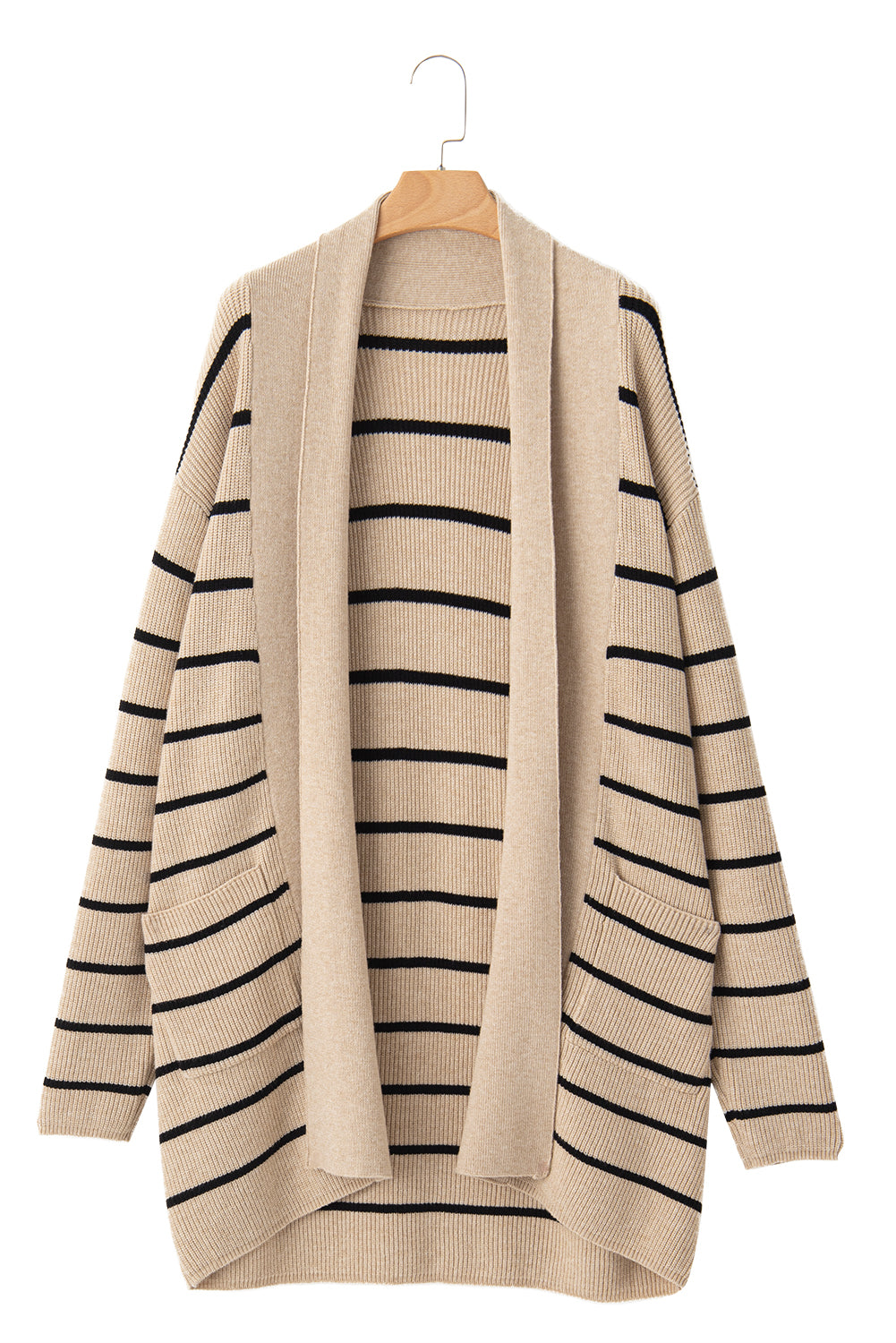 Black Stripe Side Pockets Open Front Cardigan-Chaelisa's New Jammies