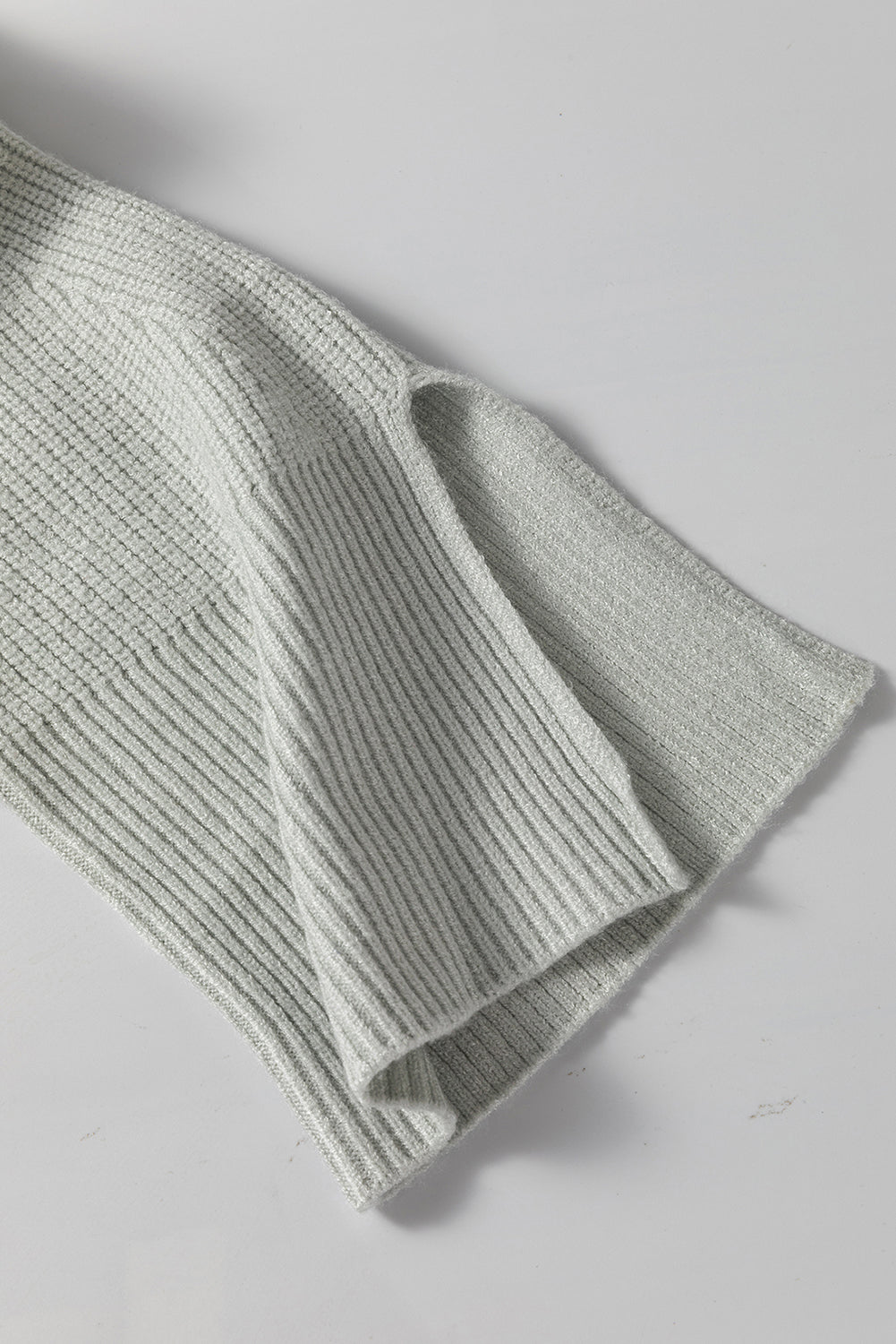 Parchment Solid Textured Knit Split Cuff Drop Shoulder Sweater-Chaelisa's New Jammies