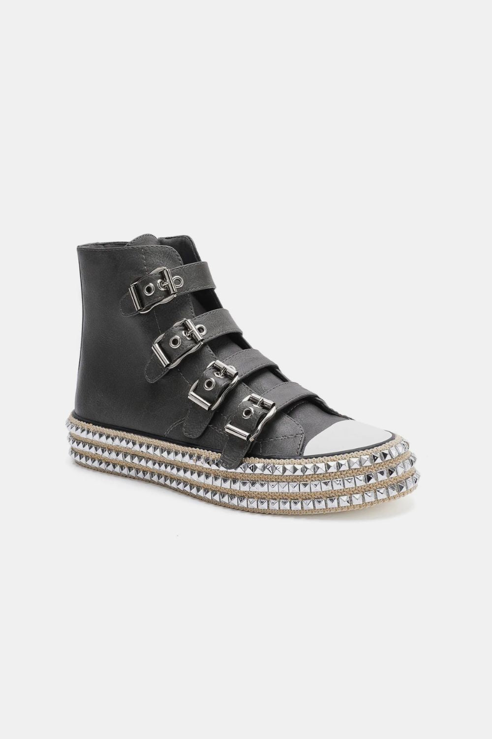 Beast Fashion Multi-Buckle Straps Studded Platform Sneakers-Chaelisa's New Jammies