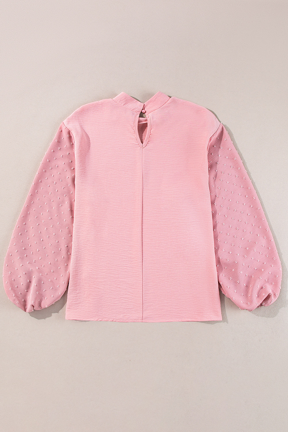 Russet Orange Swiss Dot Balloon Sleeve Patchwork Crinkle Blouse-Chaelisa's New Jammies
