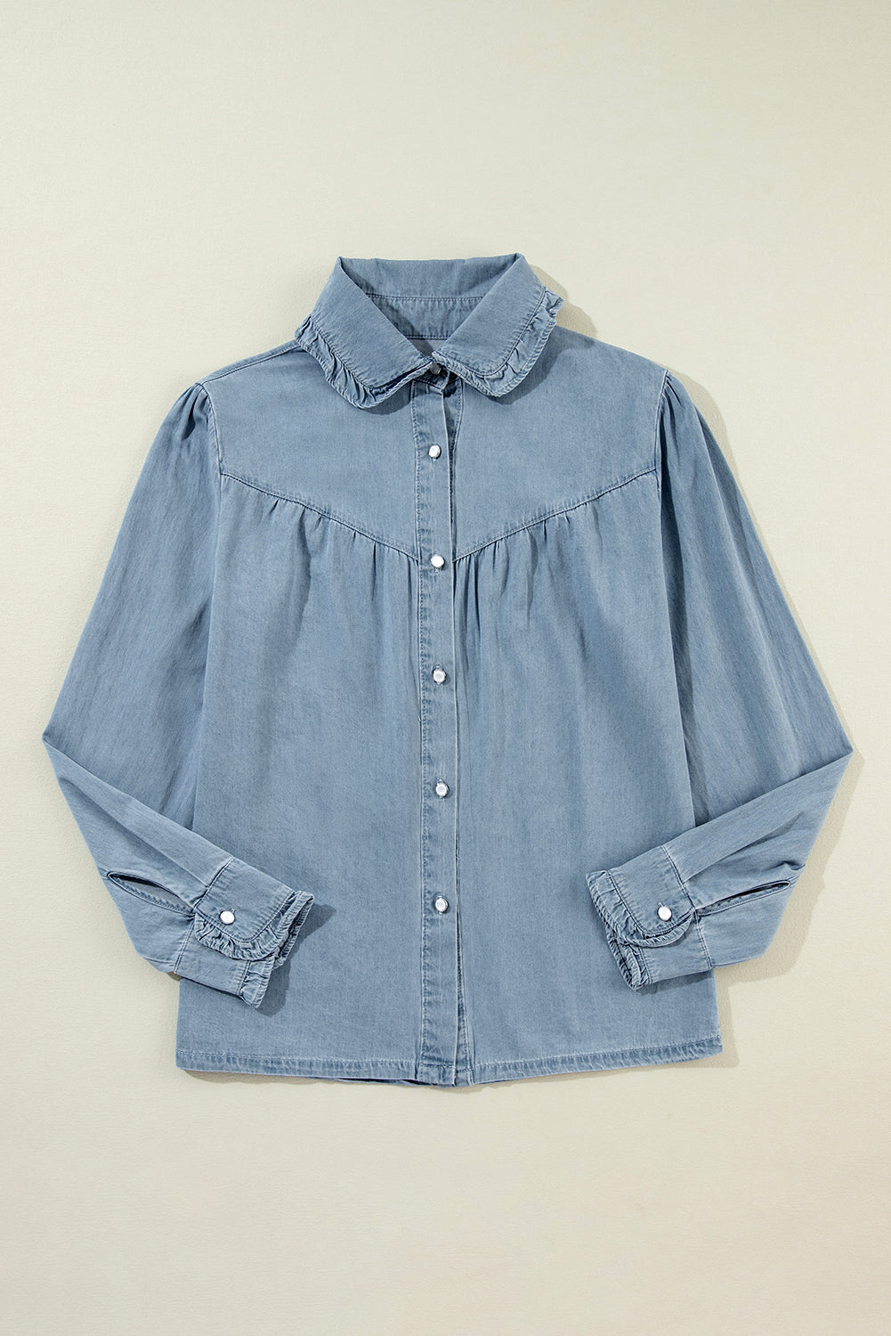 Dusk Blue Turn-down Collar Chambray Shirt-Chaelisa's New Jammies